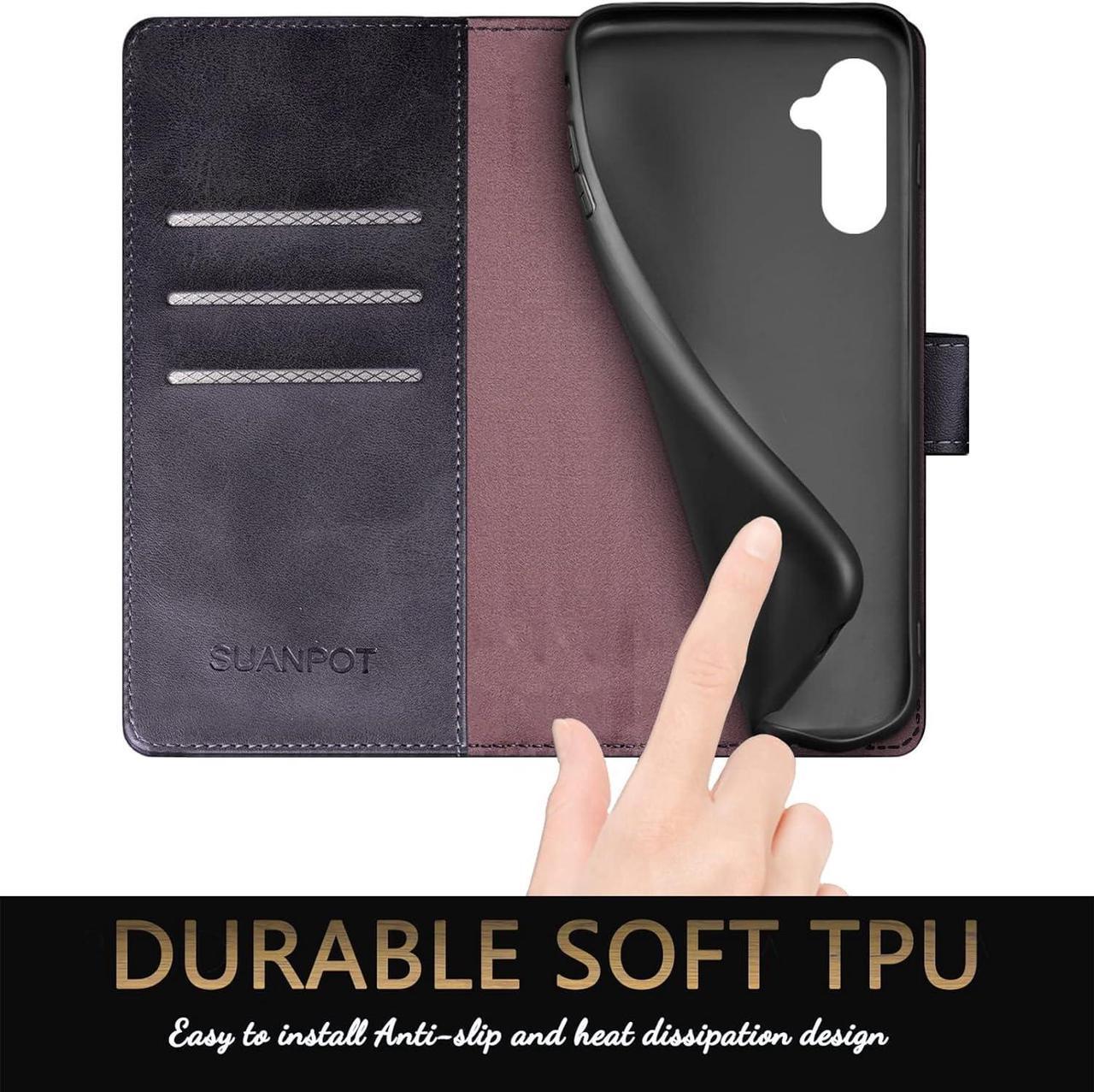 Alt view image 6 of 6 - SUANPOT for Samsung Galaxy A15 5G Wallet case with RFID Blocking Credit Card Holder,Flip Book PU Leather Protective Cover Women Men for Samsung A15 Phone case Black