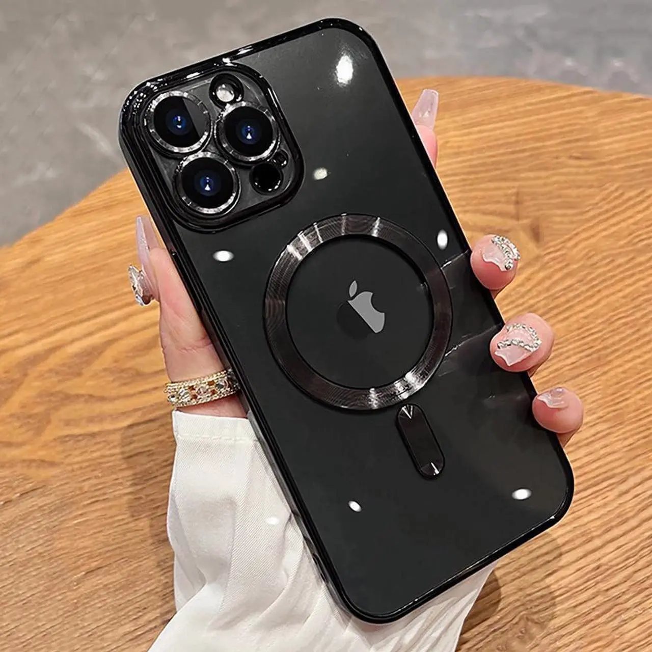 Main image of ZIYE Magnetic Case for iPhone 15 Pro Max Case [Compatible with MagSafe] Full Camera Protection Clear Plating Luxury Cover for Women Men Soft TPU Bumper Drop Protective Phone Case (6.7"),Black