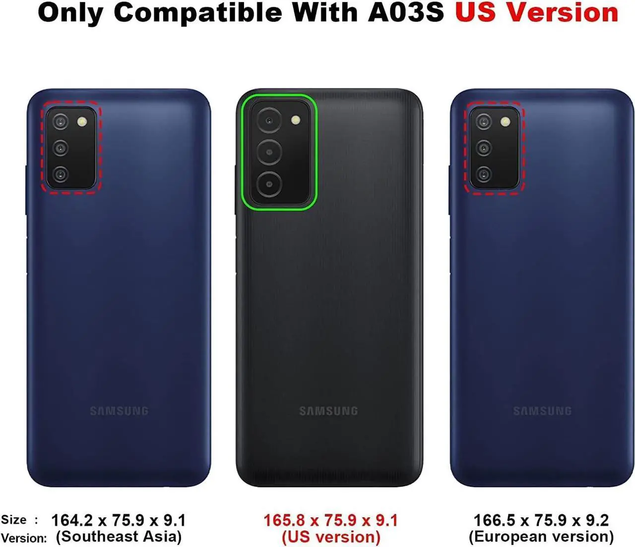 Alt view image 2 of 7 - for Samsung Galaxy A03s Phone Case: Shockproof Silicone Slim Covers Hybrid Pretty Protective Cell Cases - Durable TPU Dual Layer Drop-Proof Girl, Boys Cute Cover (Forest Green)