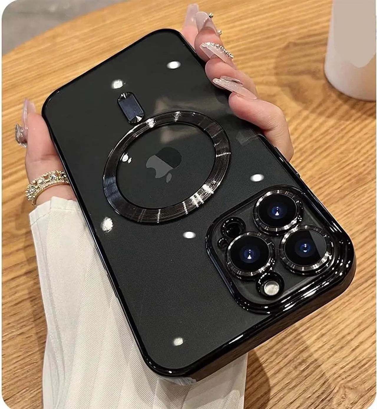 Alt view image 3 of 6 - ZIYE Magnetic Case for iPhone 15 Pro Max Case [Compatible with MagSafe] Full Camera Protection Clear Plating Luxury Cover for Women Men Soft TPU Bumper Drop Protective Phone Case (6.7"),Black