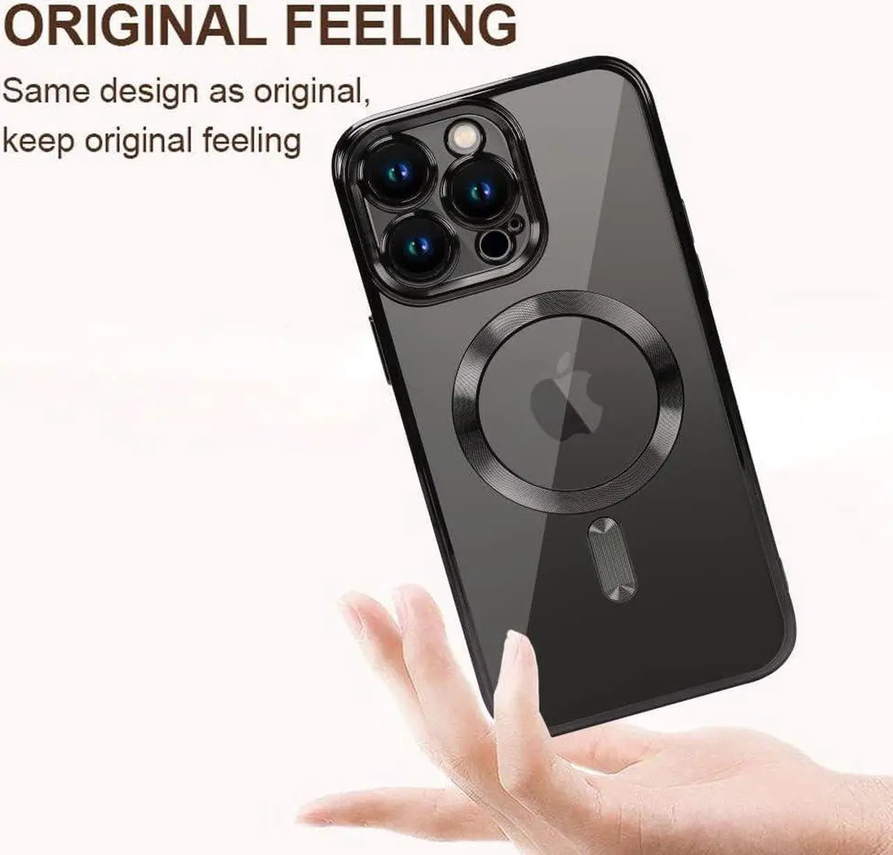 Alt view image 6 of 6 - ZIYE Magnetic Case for iPhone 15 Pro Max Case [Compatible with MagSafe] Full Camera Protection Clear Plating Luxury Cover for Women Men Soft TPU Bumper Drop Protective Phone Case (6.7"),Black
