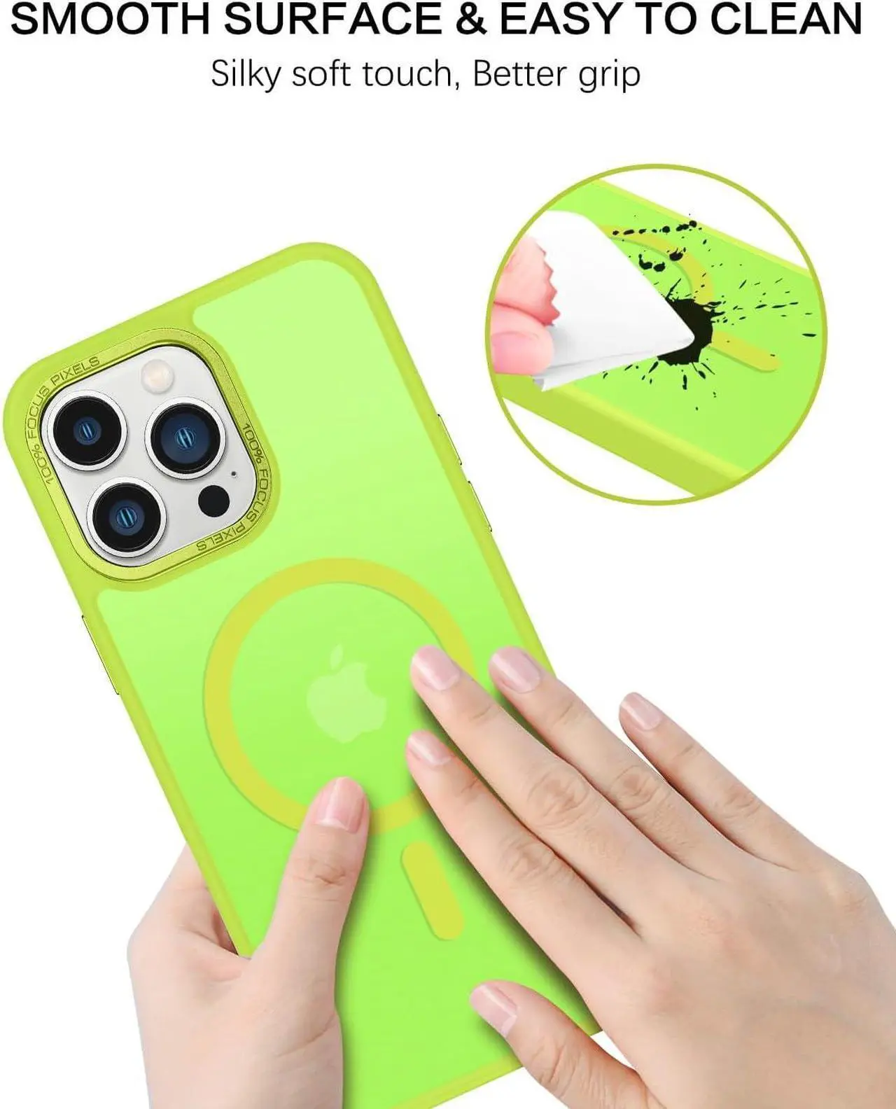 Alt view image 5 of 7 - for iPhone 13 Pro Max Phone Case,iPhone 13 Pro Max Magnetic Case [Compatible with MagSafe] Translucent Matte Shockproof Women Men Protective Case for iPhone 13 Pro Max 6.7",Fluorescent Green