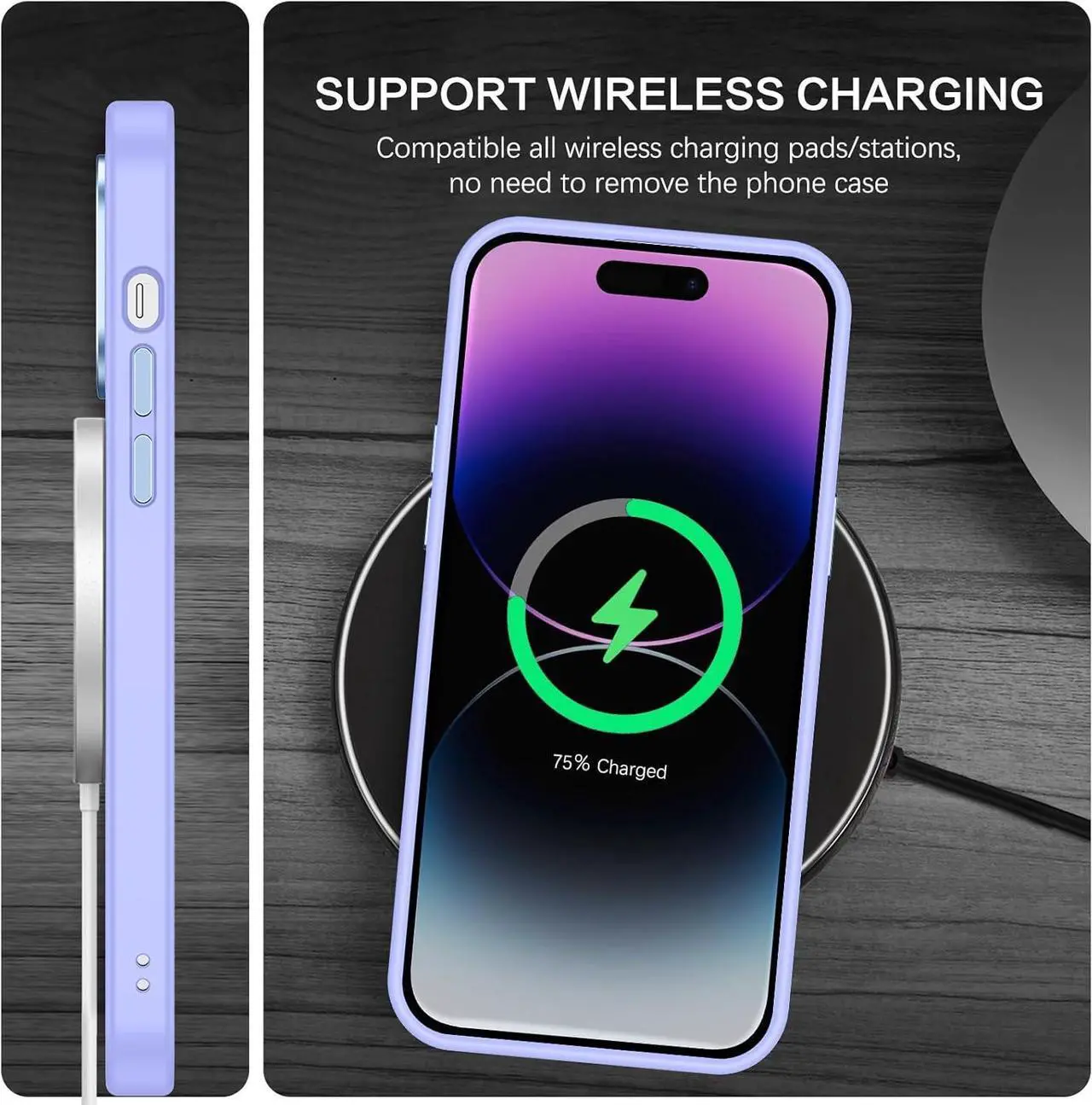 Alt view image 7 of 7 - Magnetic for iPhone 14 Pro Case [Compatible with Magsafe] Translucent Matte 14 Pro Phone Case Slim Fit Shockproof Women Men Girls Boys Protective Cover Cases for iPhone 14 Pro 6.1", Purple