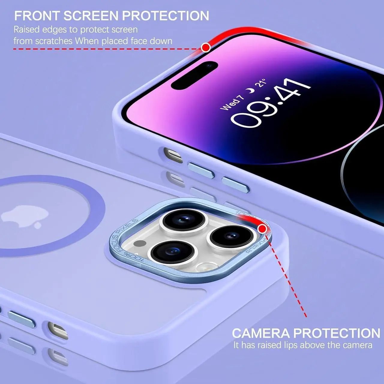 Alt view image 5 of 7 - Magnetic for iPhone 14 Pro Case [Compatible with Magsafe] Translucent Matte 14 Pro Phone Case Slim Fit Shockproof Women Men Girls Boys Protective Cover Cases for iPhone 14 Pro 6.1", Purple