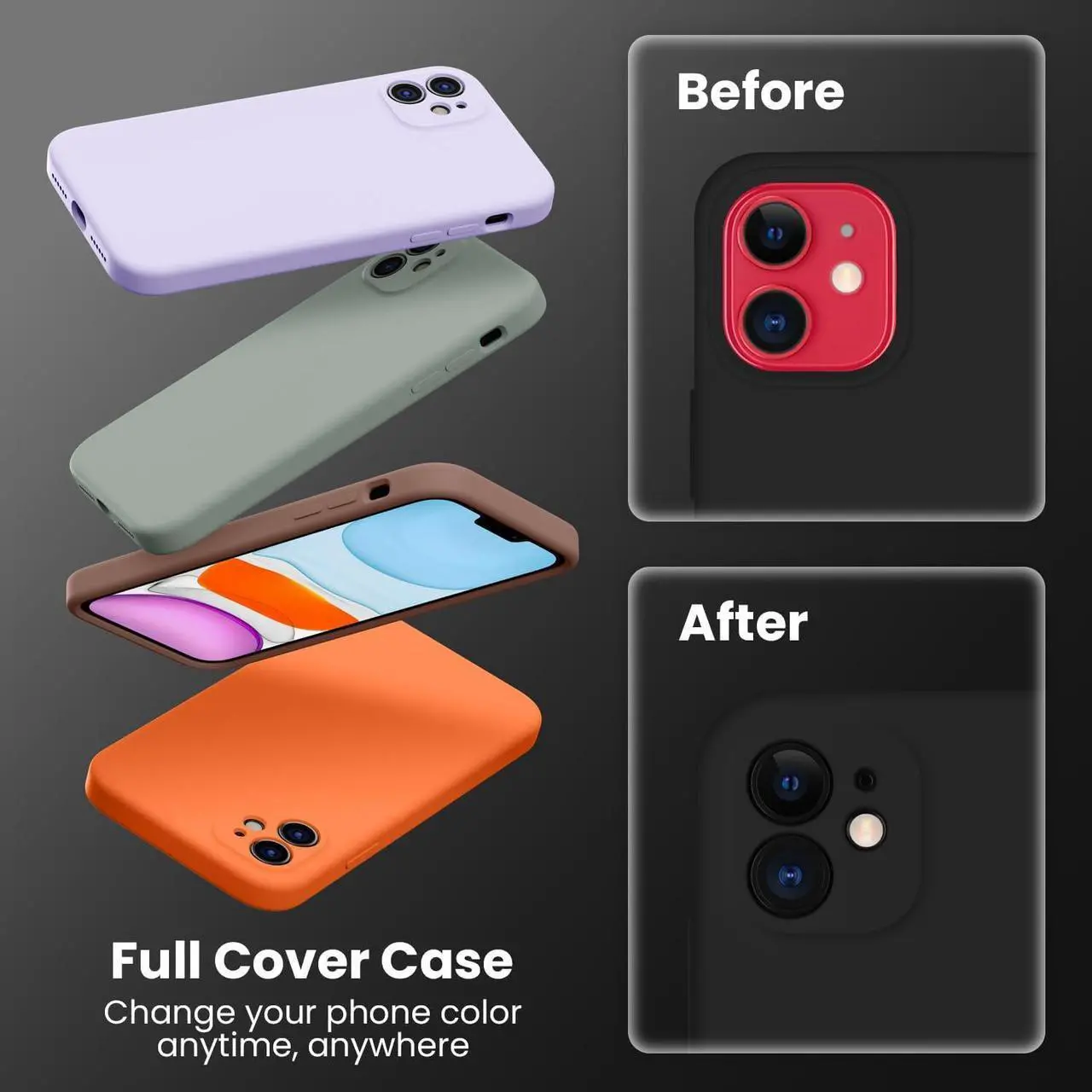 Alt view image 3 of 7 - for iPhone 11 Case,[Square Edges][Camera Protection] Silicone Upgraded Shockproof Protective Phone Case with [2X Screen Protectors],Soft Anti-Scratch Microfiber Lining, 6.1 inch, Black