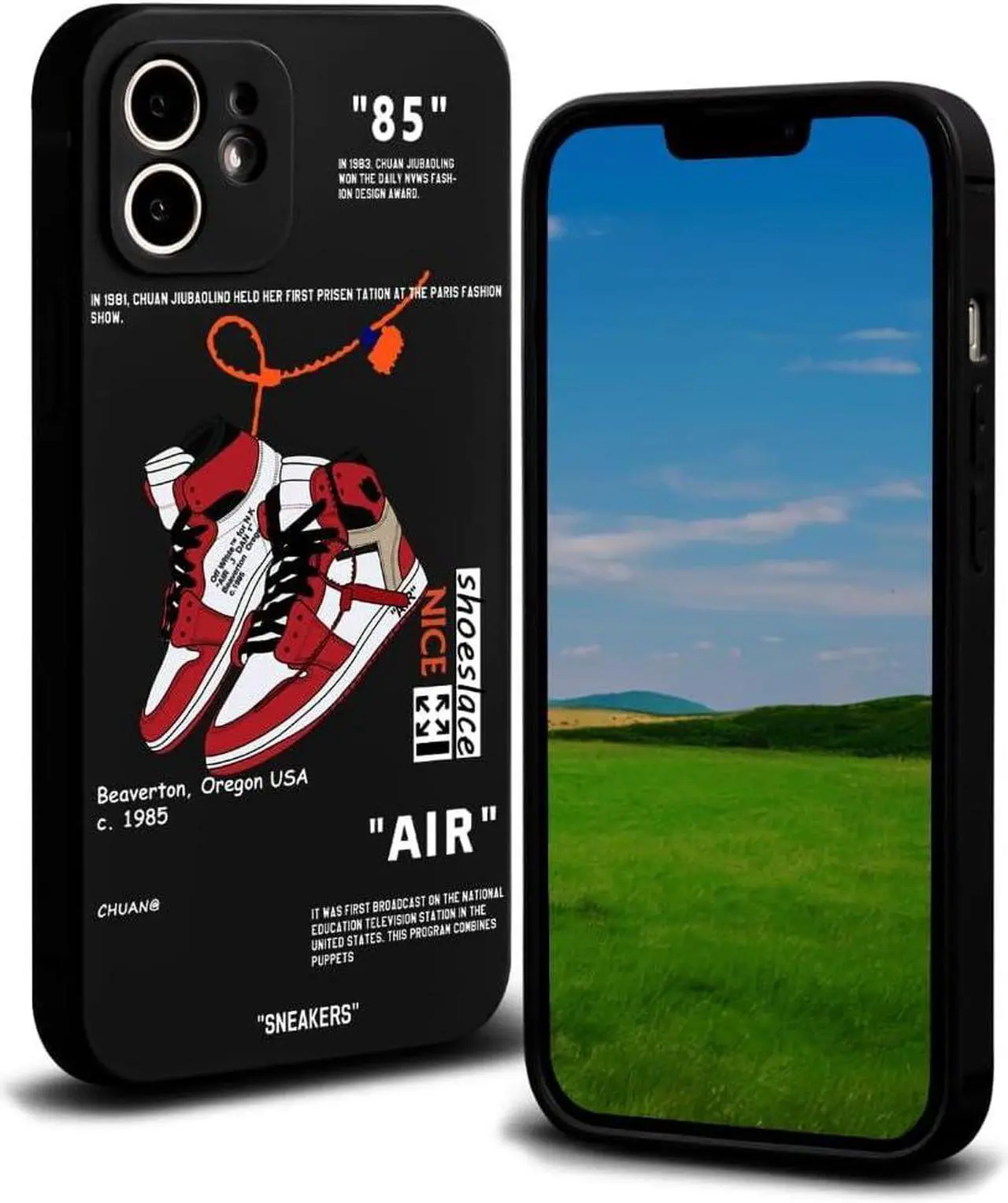 Main image of Cool Design Phone Case for iPhone 11 Case for Boys Men Street Aesthetic Shockproof Basketball Sneaker Sports Designer Cases Compatible with iPhone 11 Black