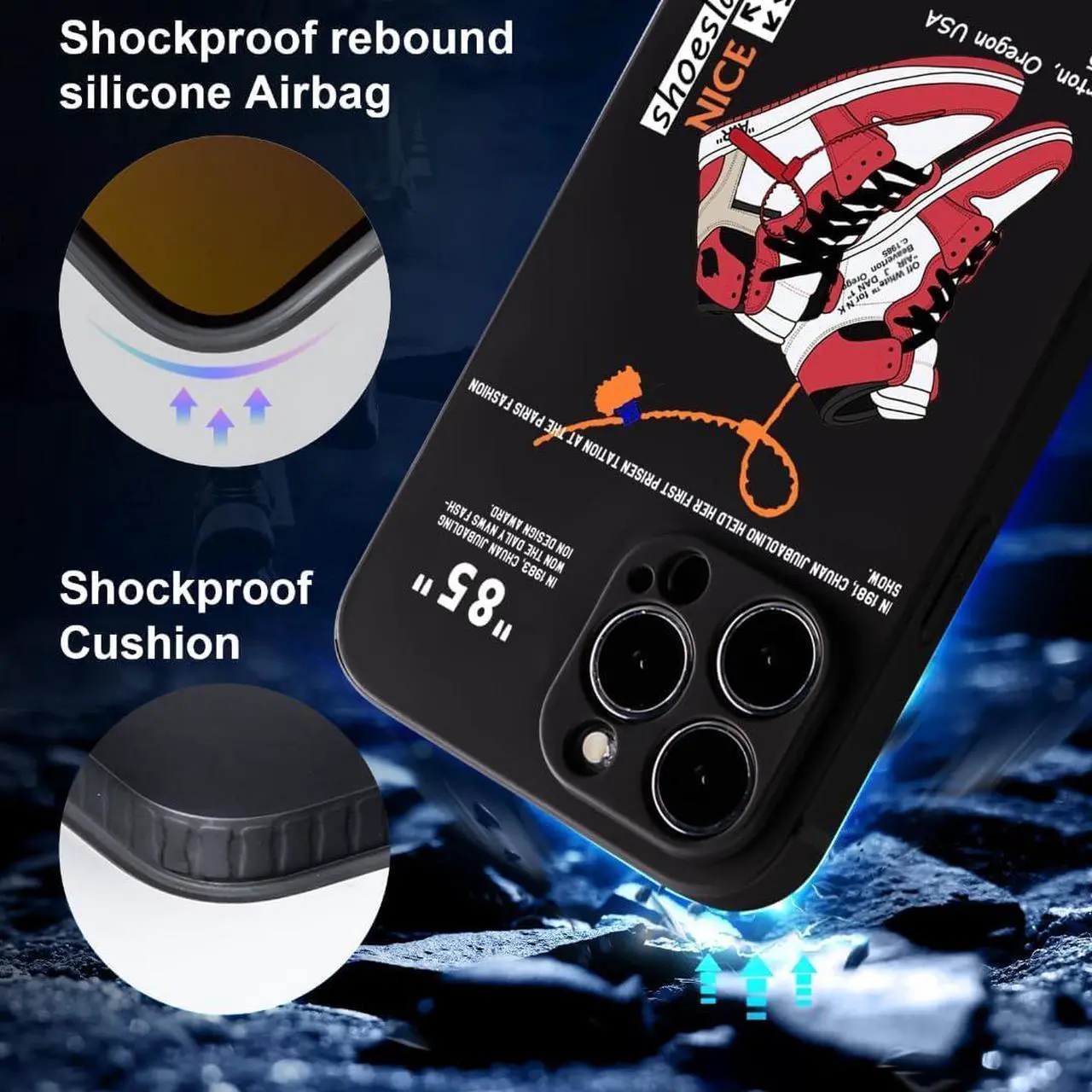 Alt view image 2 of 7 - Cool Design Phone Case for iPhone 11 Case for Boys Men Street Aesthetic Shockproof Basketball Sneaker Sports Designer Cases Compatible with iPhone 11 Black