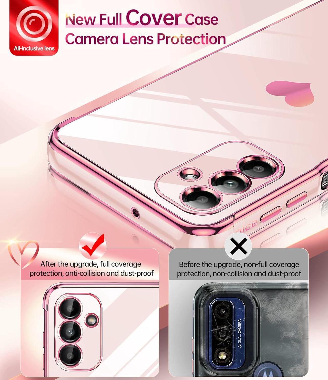 Alt view image 2 of 7 - LeYi for Samsung A13 5G Case / A04s Case for Women for Girl + [2 Pcs] A13 5G Screen Protector, Aesthetic Love Heart Luxury Case Cute Plating Soft TPU Girly Shockproof Case for Galaxy A13 5G, Pink