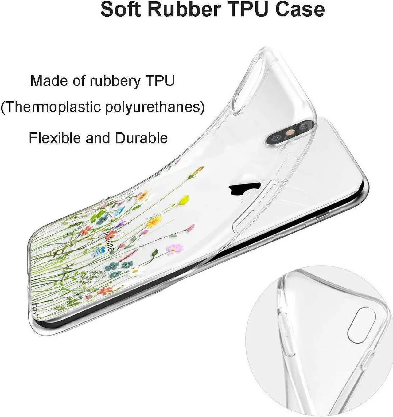 Alt view image 6 of 7 - Unov Case Compatible with iPhone XR Case Clear with Design Slim Protective Soft TPU Bumper Embossed Pattern 6.1 Inch (Flower Bouquet)