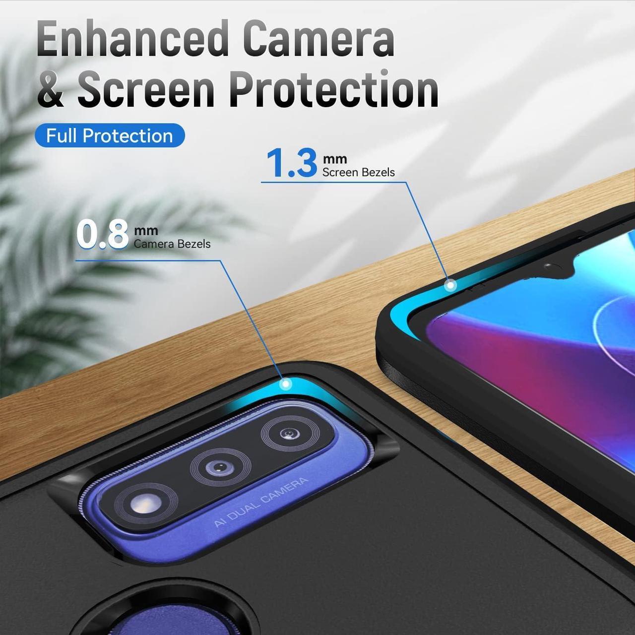Alt view image 3 of 6 - for Moto G Pure Case,Moto G Play 2023 Case,Moto G Power 2022 Case,with Screen Protector,[Military Grade Drop Tested] Heavy-Duty Tough Rugged Shockproof Protective Case for Motorola G Pure (Black)