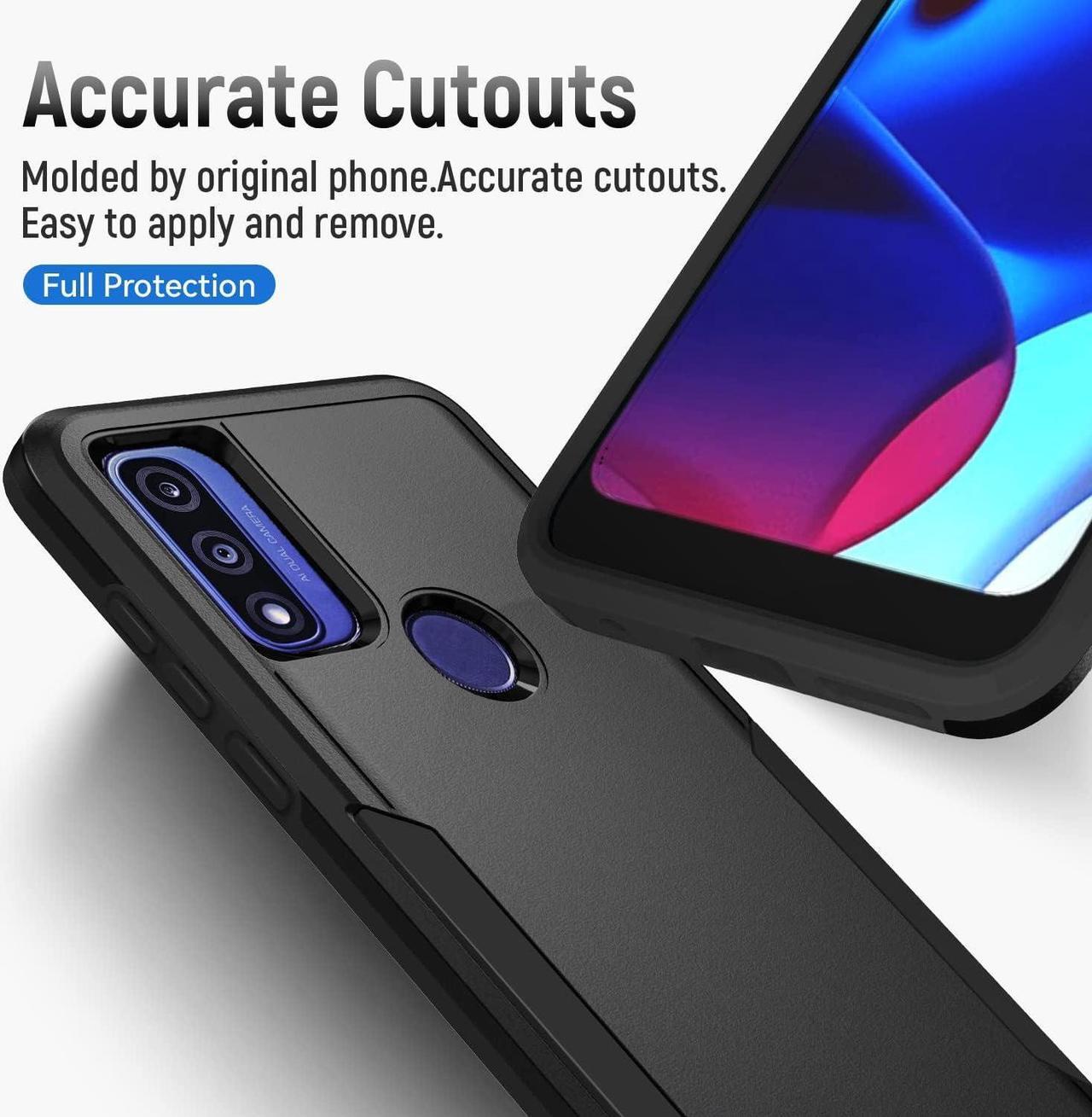 Alt view image 2 of 6 - for Moto G Pure Case,Moto G Play 2023 Case,Moto G Power 2022 Case,with Screen Protector,[Military Grade Drop Tested] Heavy-Duty Tough Rugged Shockproof Protective Case for Motorola G Pure (Black)