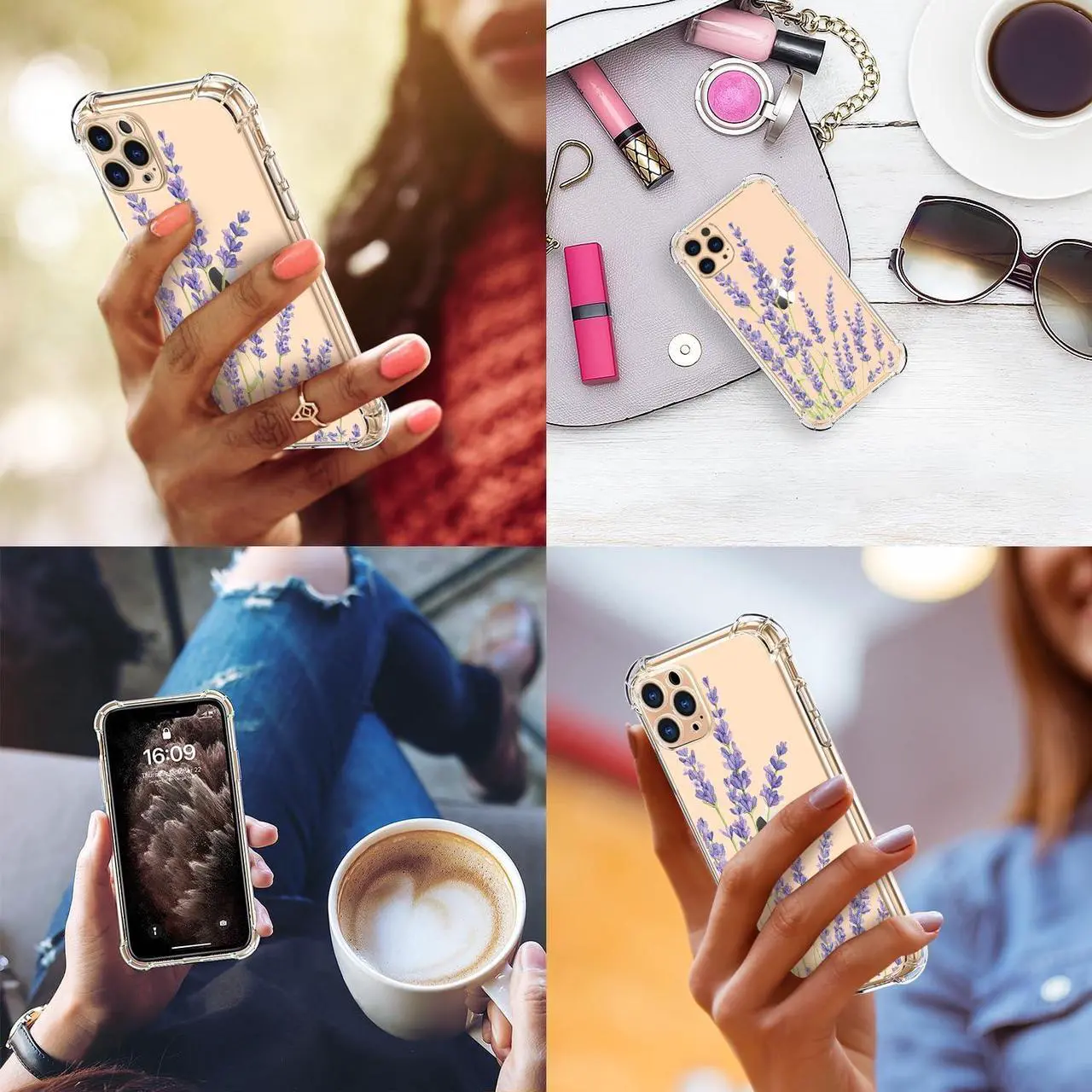 Alt view image 5 of 7 - for iPhone 11 Pro Case with Screen Protector - Stylish Elegant Floral Design on Soft Clear TPU - Slim Fit, Protective Phone Cover for Women and Girls - Purple Lavender