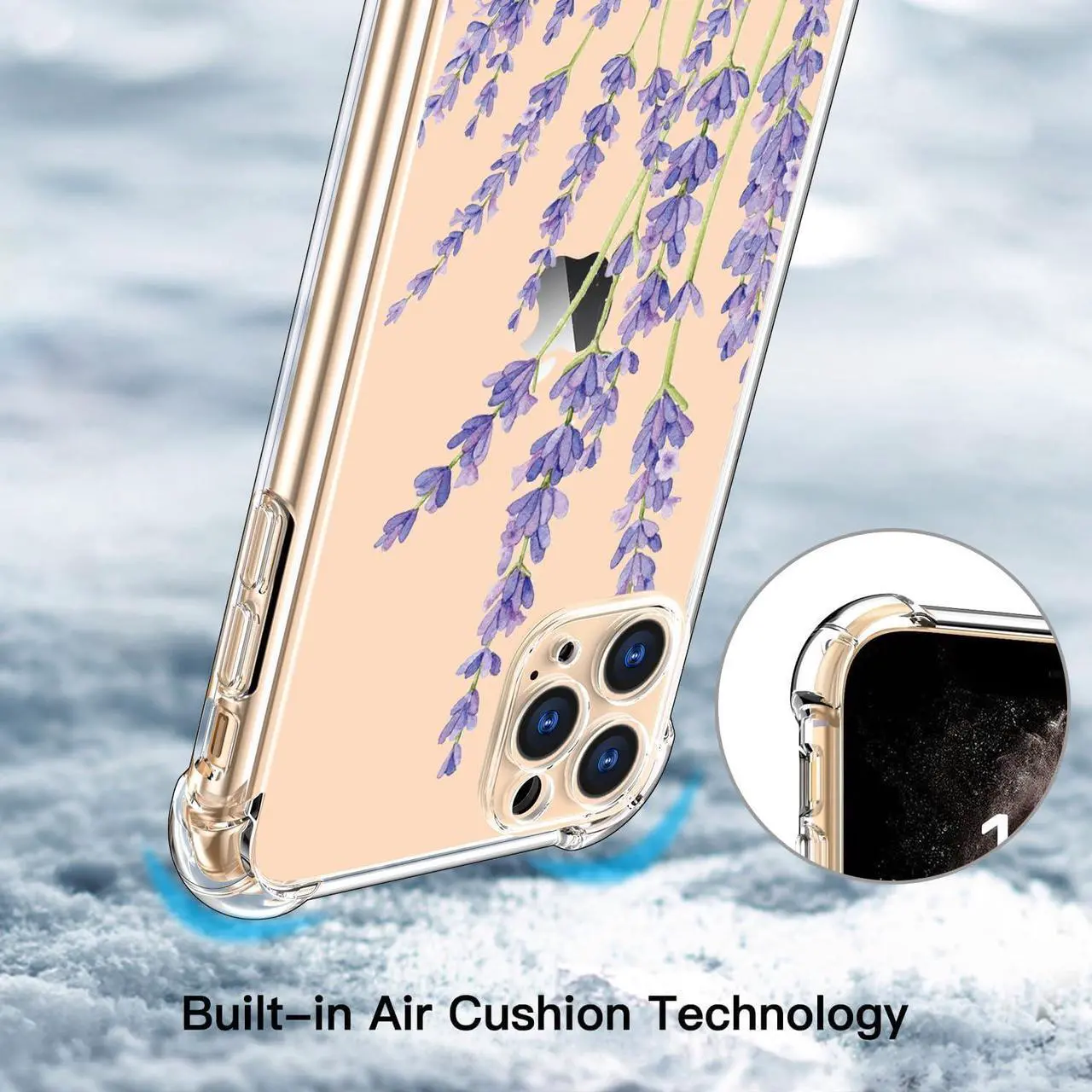 Alt view image 7 of 7 - for iPhone 11 Pro Case with Screen Protector - Stylish Elegant Floral Design on Soft Clear TPU - Slim Fit, Protective Phone Cover for Women and Girls - Purple Lavender