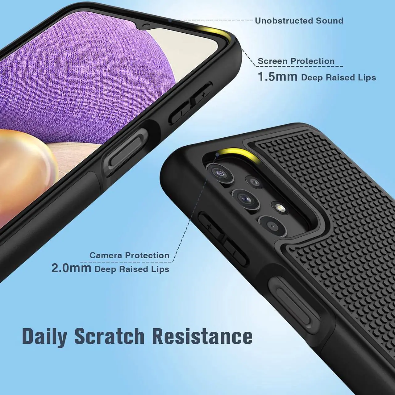 Alt view image 6 of 7 - JXVM for Samsung Galaxy A32 5G Case: Dual Layer Protective Heavy Duty Cell Phone Cover Shockproof Rugged with Non Slip Textured Back - Military Protection Bumper Tough - 6.5inch (Matte Black)