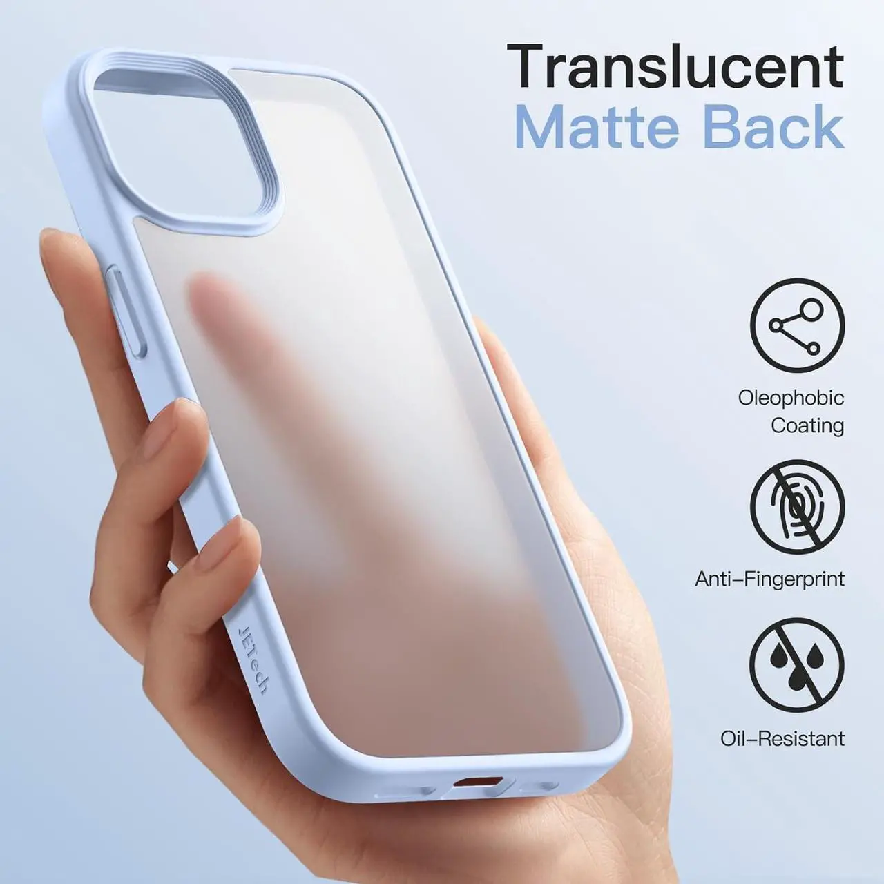 Alt view image 4 of 6 - Matte Case for iPhone 14 6.1-Inch, Shockproof Military Grade Drop Protection, Frosted Translucent Back Phone Cover, Anti-Fingerprint (Sky Blue)
