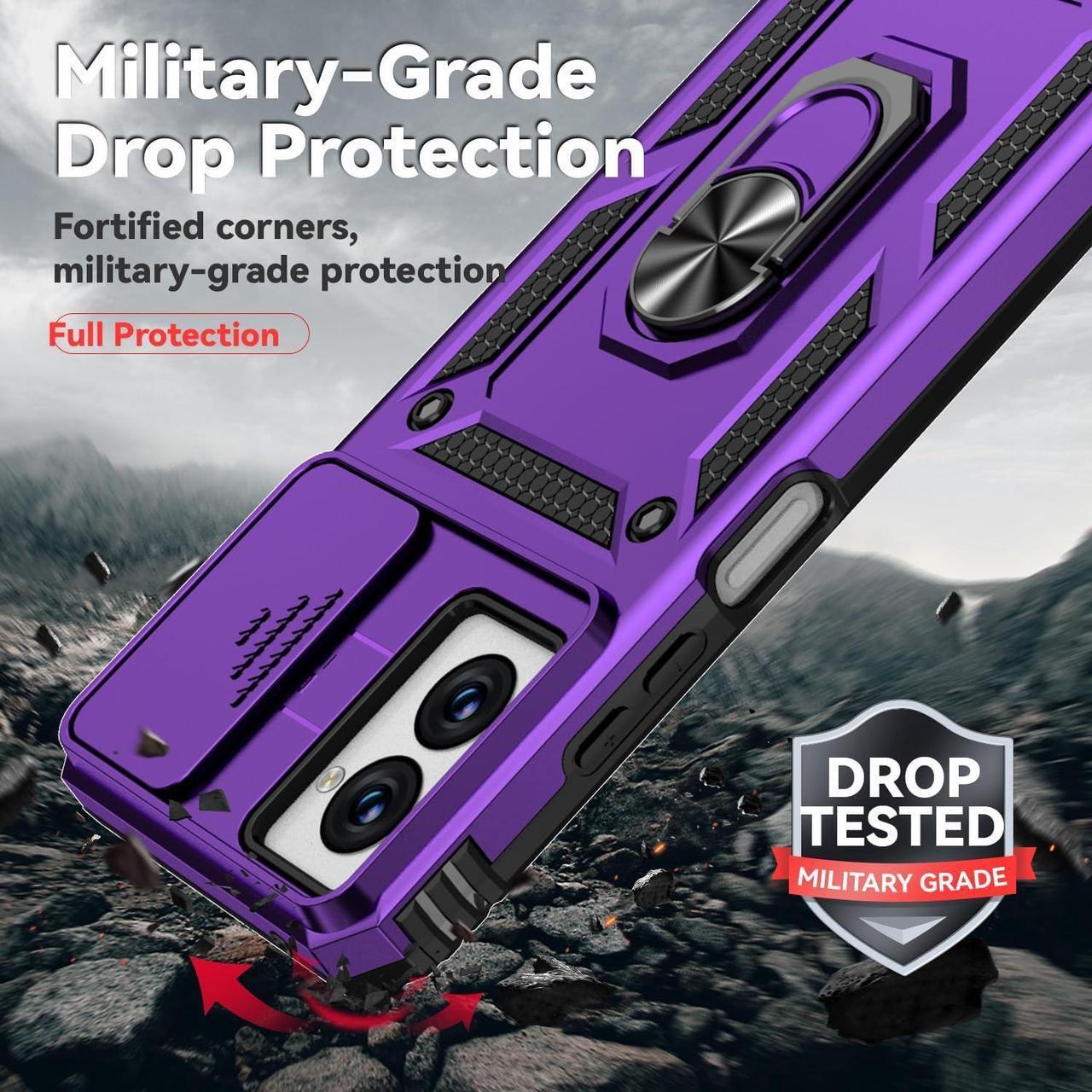 Alt view image 5 of 7 - for Motorola Moto G Power 5G 2024 Case with Slide Camera Cover HD Screen Protector [Military Grade Drop Tested] Magnetic Ring Holder Kickstand Protective Phone Case for Moto G Power 5G 2024, Purple