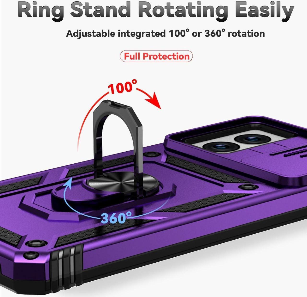 Alt view image 6 of 7 - for Motorola Moto G Power 5G 2024 Case with Slide Camera Cover HD Screen Protector [Military Grade Drop Tested] Magnetic Ring Holder Kickstand Protective Phone Case for Moto G Power 5G 2024, Purple
