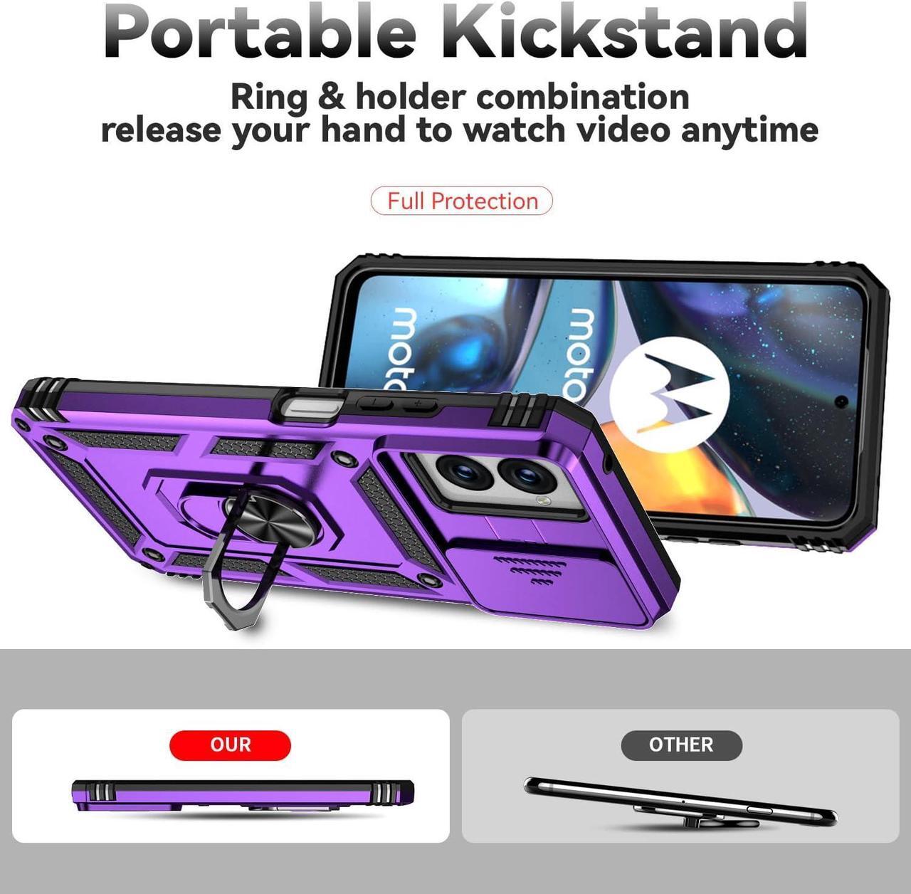 Alt view image 7 of 7 - for Motorola Moto G Power 5G 2024 Case with Slide Camera Cover HD Screen Protector [Military Grade Drop Tested] Magnetic Ring Holder Kickstand Protective Phone Case for Moto G Power 5G 2024, Purple