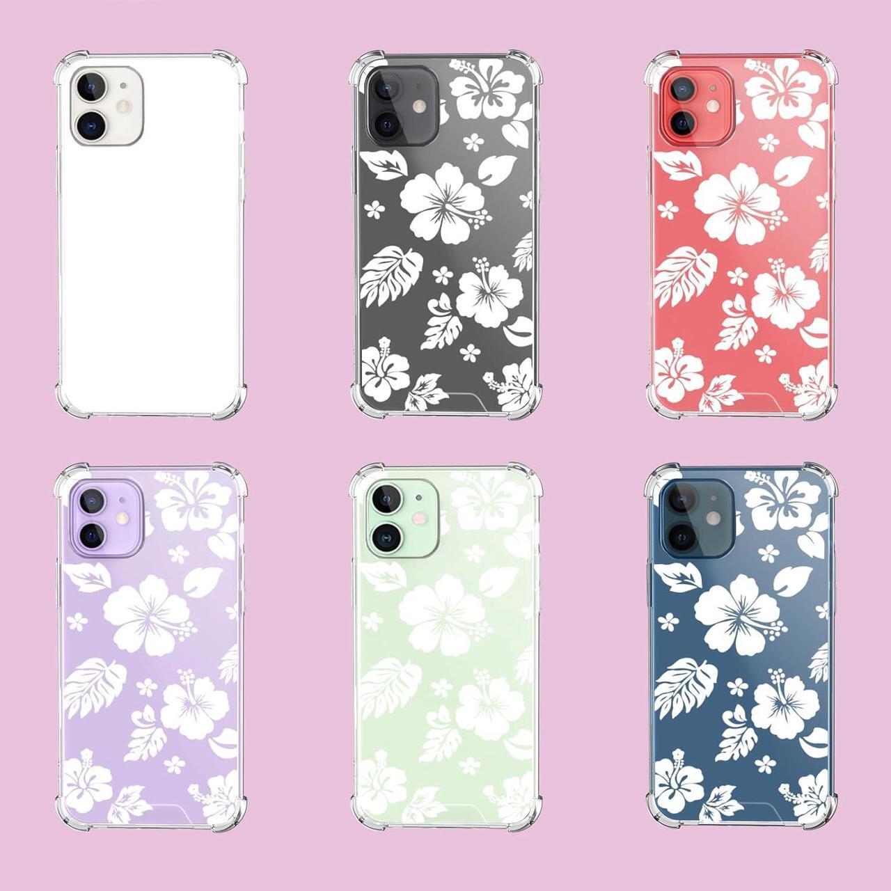 Alt view image 3 of 6 - for iPhone 12 Mini Case Clear Cute Kawaii White Hibiscus Hawaiian Flower Floral Aesthetic Phone Case for Girls Preppy Women