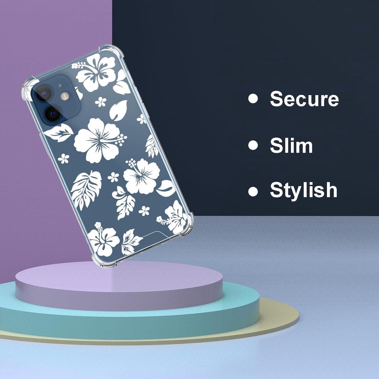 Alt view image 4 of 6 - for iPhone 12 Mini Case Clear Cute Kawaii White Hibiscus Hawaiian Flower Floral Aesthetic Phone Case for Girls Preppy Women
