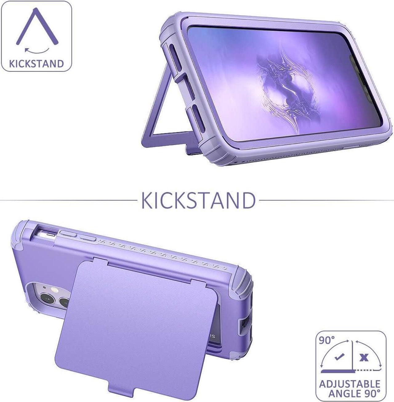Alt view image 4 of 7 - WeLoveCase iPhone 11 Wallet Case for Women Defender Credit Card Holder Cover with Hidden Mirror Three Layer Shockproof Heavy Duty Protection All-Round Protective Case for iPhone 11 Light Purple