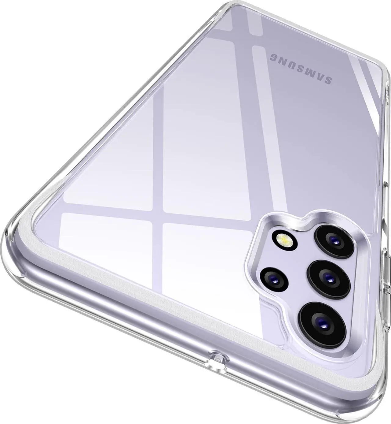 Main image of Rayboen for Samsung Galaxy A32 5G Case Diamond Clear Designed [Anti-Yellowing] Shockproof Phone Case, Hard Back & Soft TPU Bumper Hybrid Transparent Cover for Galaxy A32 5G Phone Case 6.5 inch