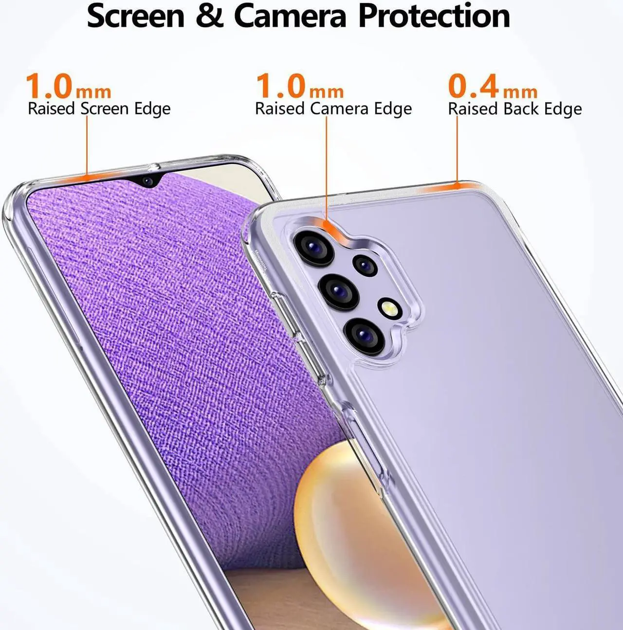 Alt view image 5 of 7 - Rayboen for Samsung Galaxy A32 5G Case Diamond Clear Designed [Anti-Yellowing] Shockproof Phone Case, Hard Back & Soft TPU Bumper Hybrid Transparent Cover for Galaxy A32 5G Phone Case 6.5 inch
