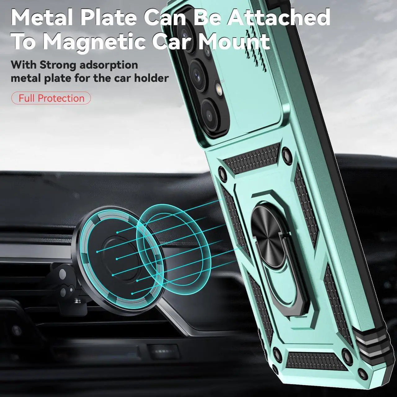 Alt view image 2 of 7 - for Samsung Galaxy A35 5G Case with Slide Camera Cover HD Screen Protector [Military Grade 16ft. Drop Tested] Magnetic Ring Holder Kickstand Protective Phone Case for Galaxy A35 5G 2024, Dark Green