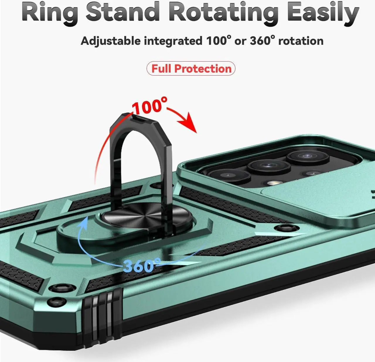 Alt view image 5 of 7 - for Samsung Galaxy A35 5G Case with Slide Camera Cover HD Screen Protector [Military Grade 16ft. Drop Tested] Magnetic Ring Holder Kickstand Protective Phone Case for Galaxy A35 5G 2024, Dark Green
