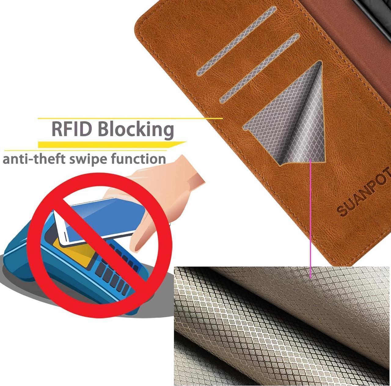 Alt view image 4 of 7 - SUANPOT for Samsung Galaxy S24 Ultra Wallet case with RFID Blocking Credit Card Holder,Flip Book PU Leather Protective Cover Women Men for Samsung S24Ultra Phone case Light Coffee