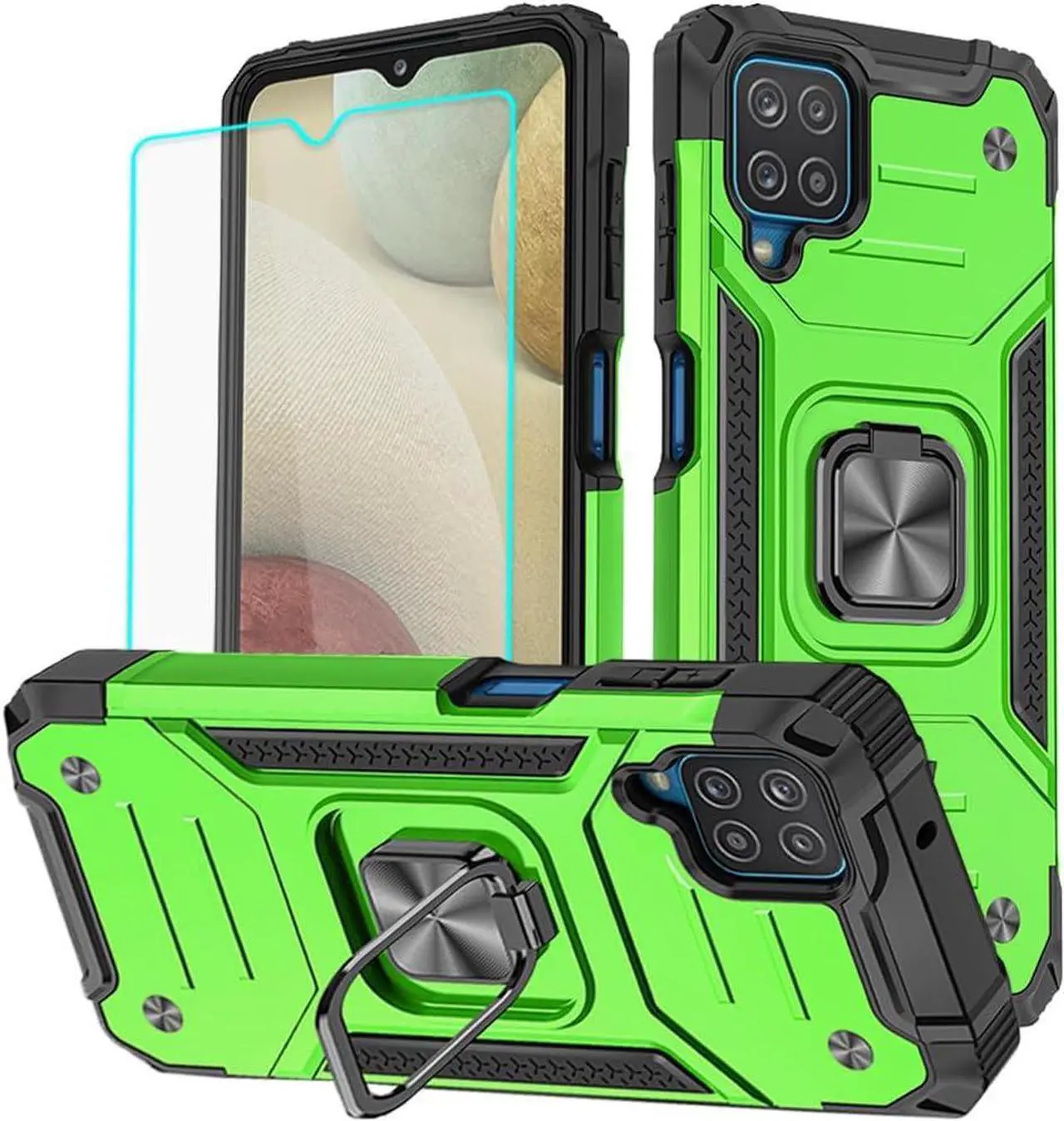 Main image of for Samsung Galaxy A12 Case, Samsung A12 Case with Screen Protector, 360°Military Grade Rotatable Kickstand (Heavy Duty) Protective Cases for Samsung Galaxy A12 (Green)