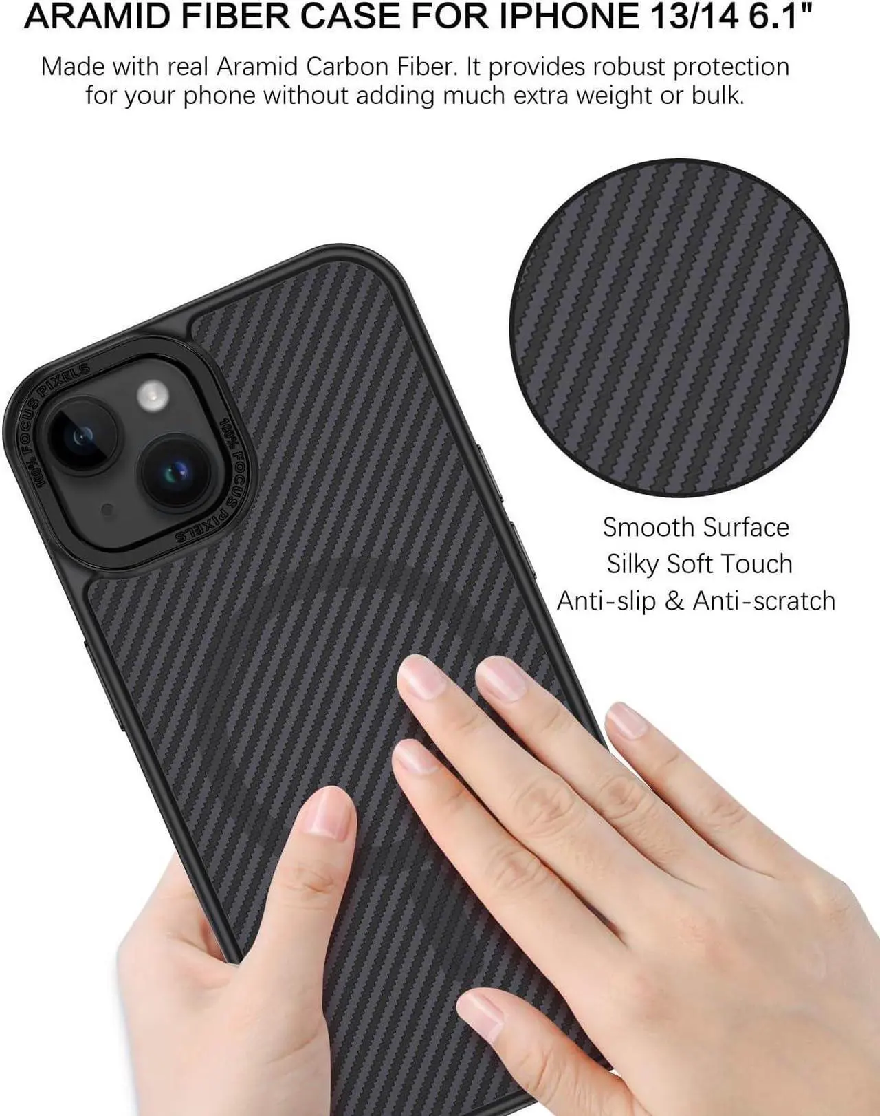 Alt view image 6 of 7 - for Magnetic iPhone 13 Case, Phone Case iPhone 14 [Compatible with MagSafe] Slim Fit Smooth Carbon Fiber Shockproof Women Men Girls Boys Protective Case Cover for iPhone 13 and 14 6.1", Black