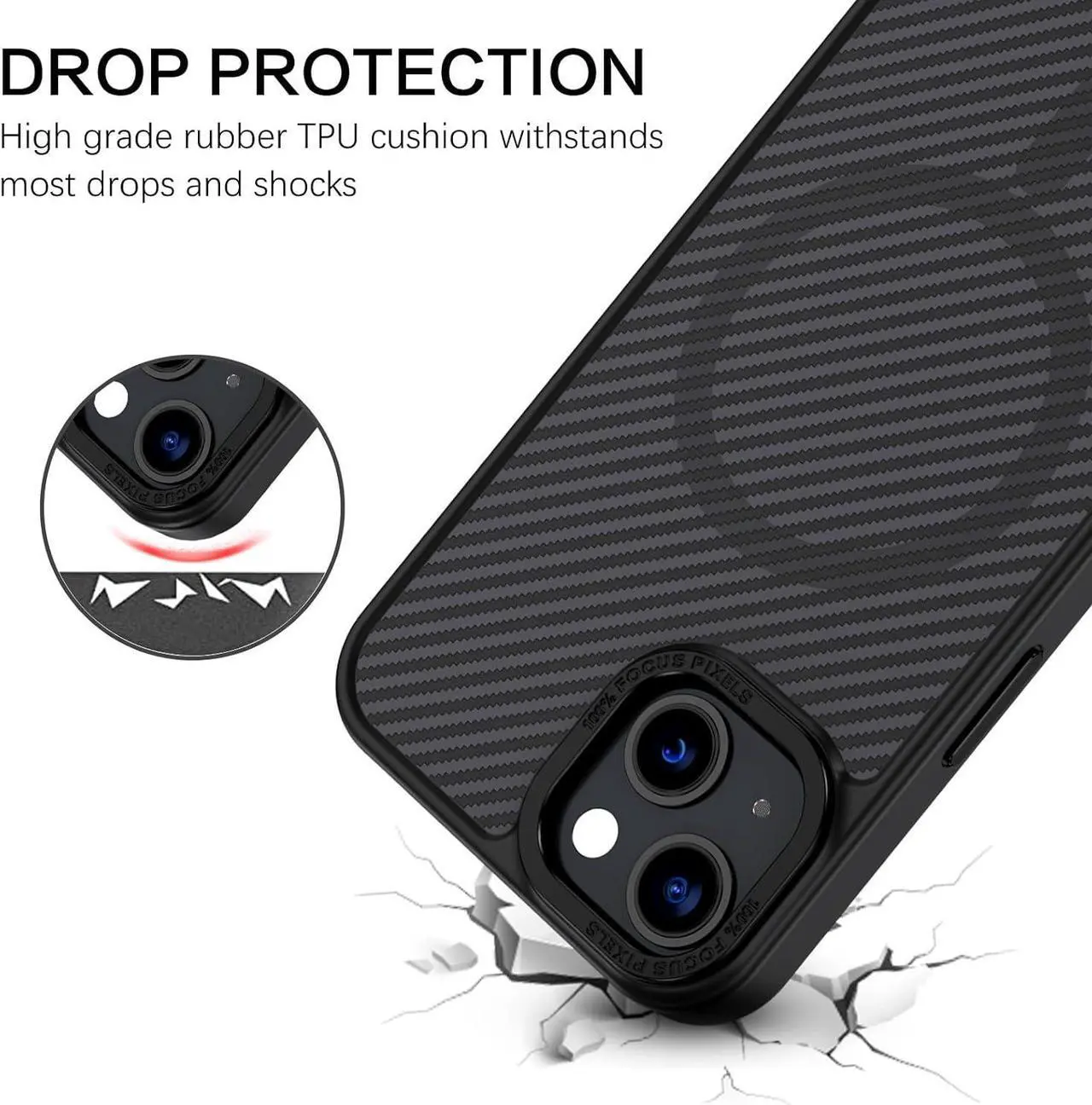 Alt view image 7 of 7 - for Magnetic iPhone 13 Case, Phone Case iPhone 14 [Compatible with MagSafe] Slim Fit Smooth Carbon Fiber Shockproof Women Men Girls Boys Protective Case Cover for iPhone 13 and 14 6.1", Black