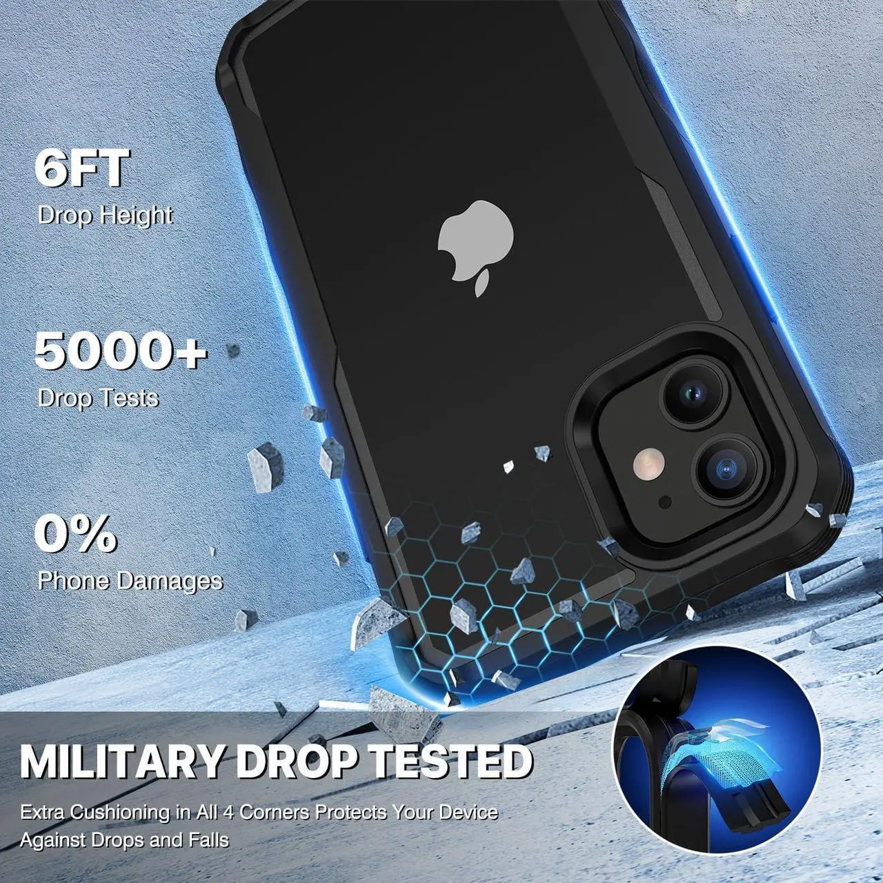 Alt view image 5 of 7 - CENHUFO for iPhone 11 Case, Privacy Phone Cover with Built-in Anti Peep Tempered Glass Privacy Screen Protector and Camera Lens Protective, Full Body Shockproof Anti Spy Clear Double Bumper -Black