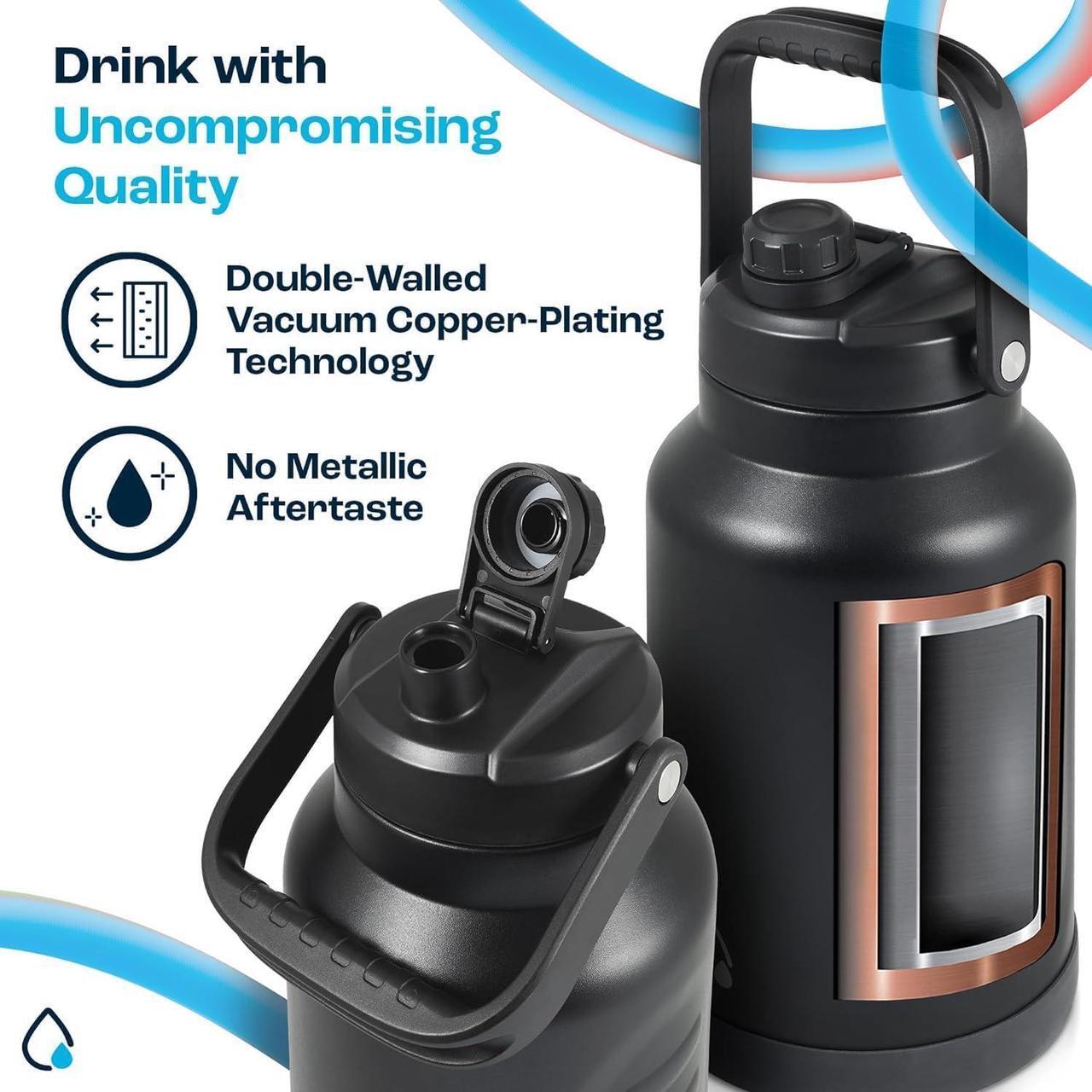 Alt view image 3 of 7 - AQUAFIT 1 Gallon Water Bottle Insulated (Cold for 48 Hrs) - BPA Free & Leak Proof - 128oz Stainless Steel Water Jug - Big Water Bottle with Handle for Gym, Hiking, Camping & Travel (Hydrant Red)