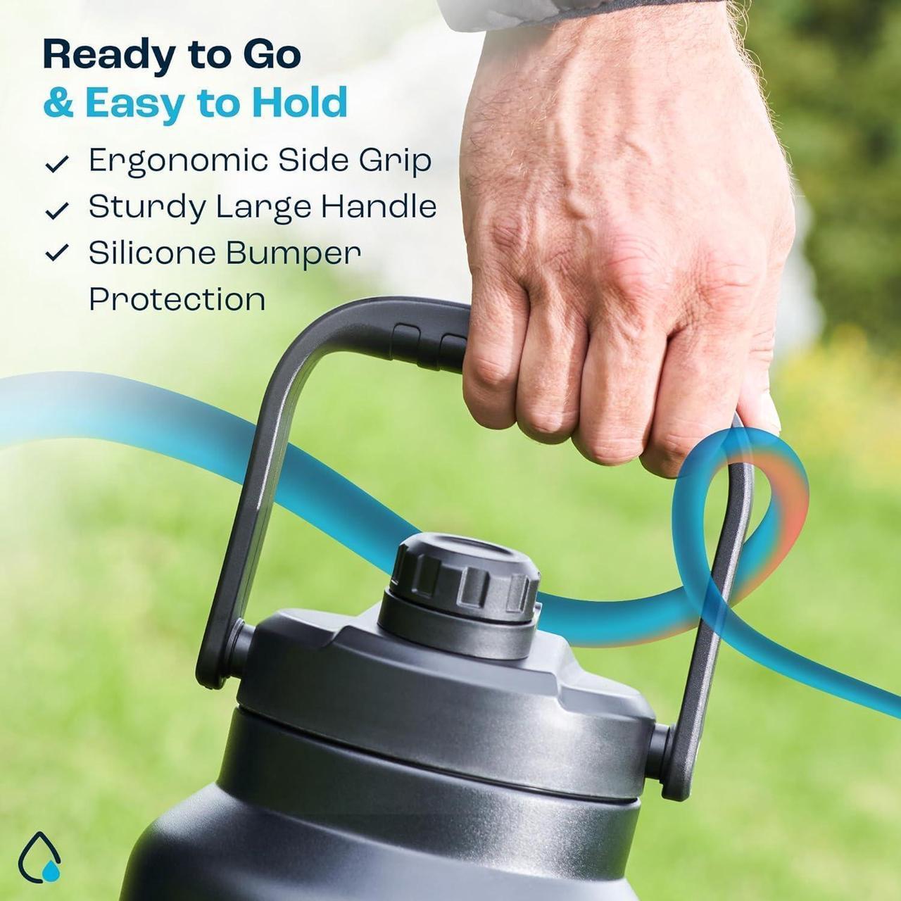 Alt view image 6 of 7 - AQUAFIT 1 Gallon Water Bottle Insulated (Cold for 48 Hrs) - BPA Free & Leak Proof - 128oz Stainless Steel Water Jug - Big Water Bottle with Handle for Gym, Hiking, Camping & Travel (Hydrant Red)