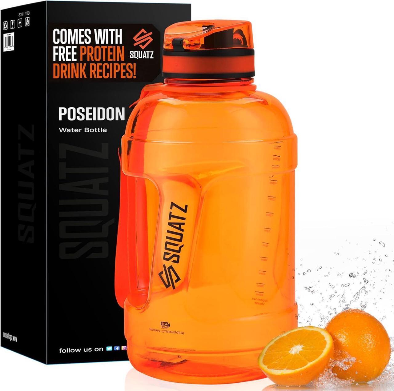 Main image of SQUATZ 78 Oz Poseidon Series Sports Water Bottle - Premium Quality Big Volume Wide Mouth protein Shake Gym Flask, Fixed Buckle Carrying Strap, Leak Resistance, Zero Condensation Sleeve