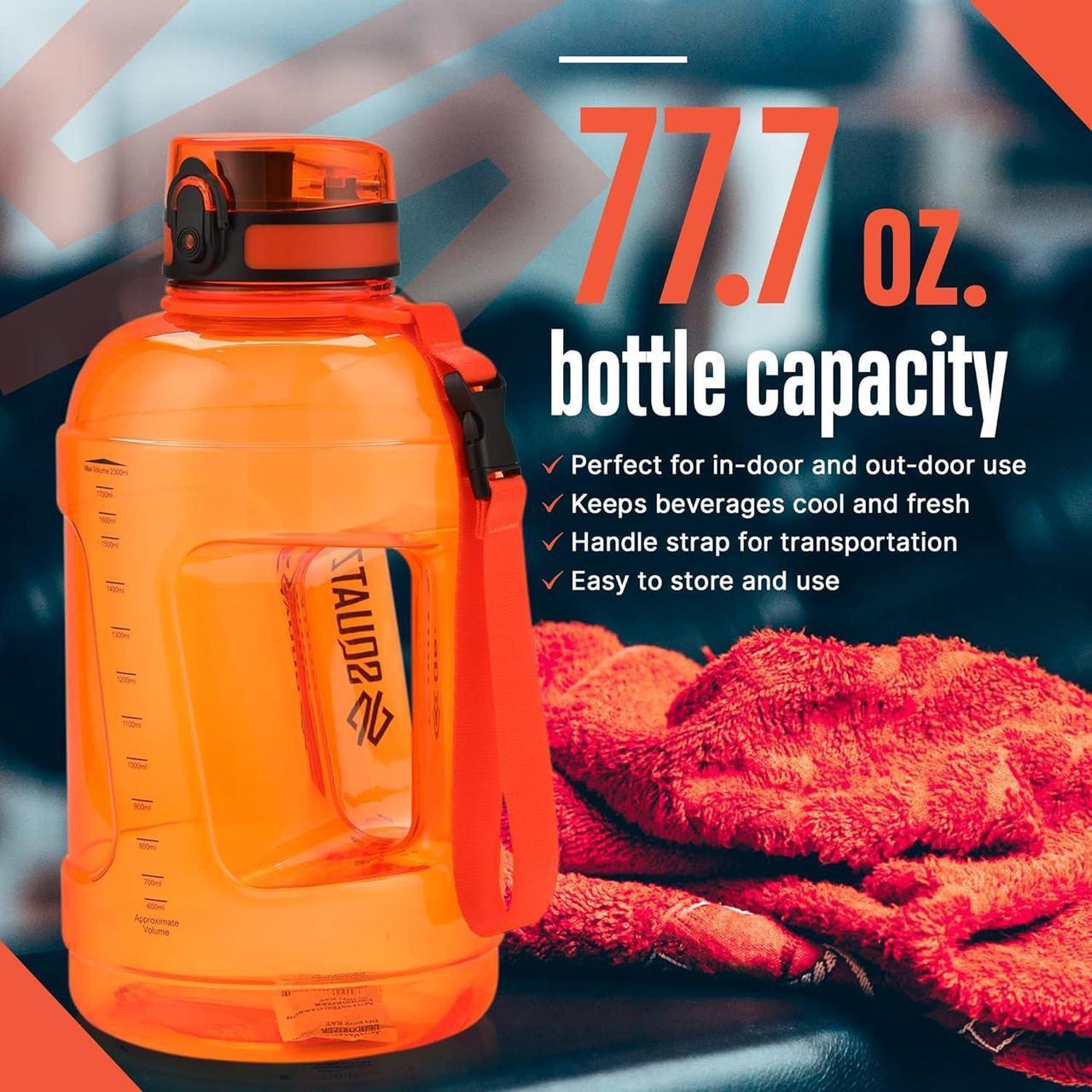 Alt view image 4 of 7 - SQUATZ 78 Oz Poseidon Series Sports Water Bottle - Premium Quality Big Volume Wide Mouth protein Shake Gym Flask, Fixed Buckle Carrying Strap, Leak Resistance, Zero Condensation Sleeve