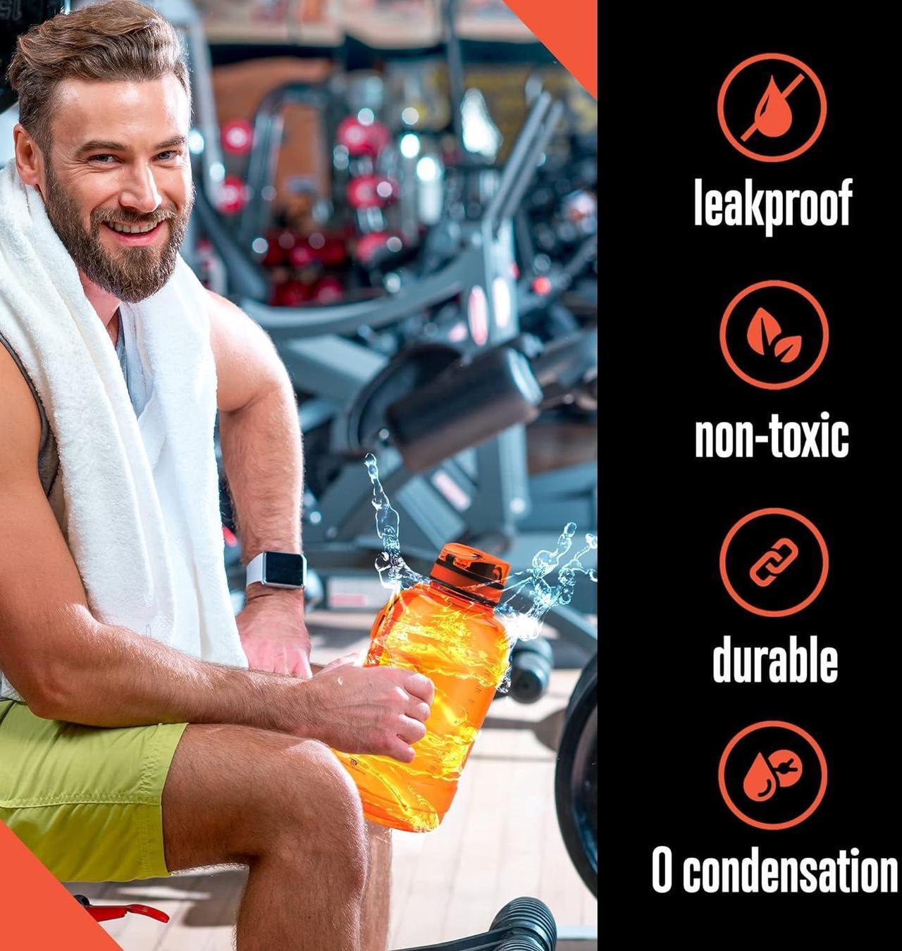 Alt view image 5 of 7 - SQUATZ 78 Oz Poseidon Series Sports Water Bottle - Premium Quality Big Volume Wide Mouth protein Shake Gym Flask, Fixed Buckle Carrying Strap, Leak Resistance, Zero Condensation Sleeve