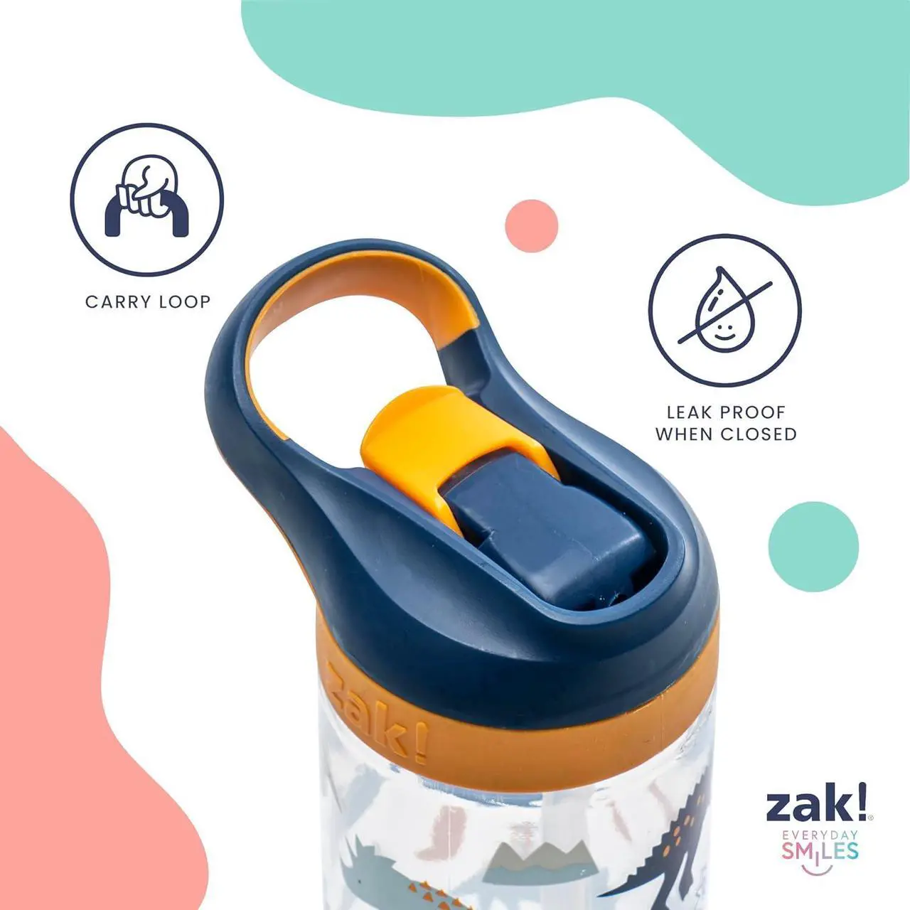 Alt view image 4 of 7 - Zak Designs Disney Princess Atlantic Kids Water Bottle For School or Travel, 16oz Durable Plastic Water Bottle With Straw, Handle, Leak-Proof Spout Cover, 2-Pack (Ariel, Cinderella, Moana, Rapunzel)