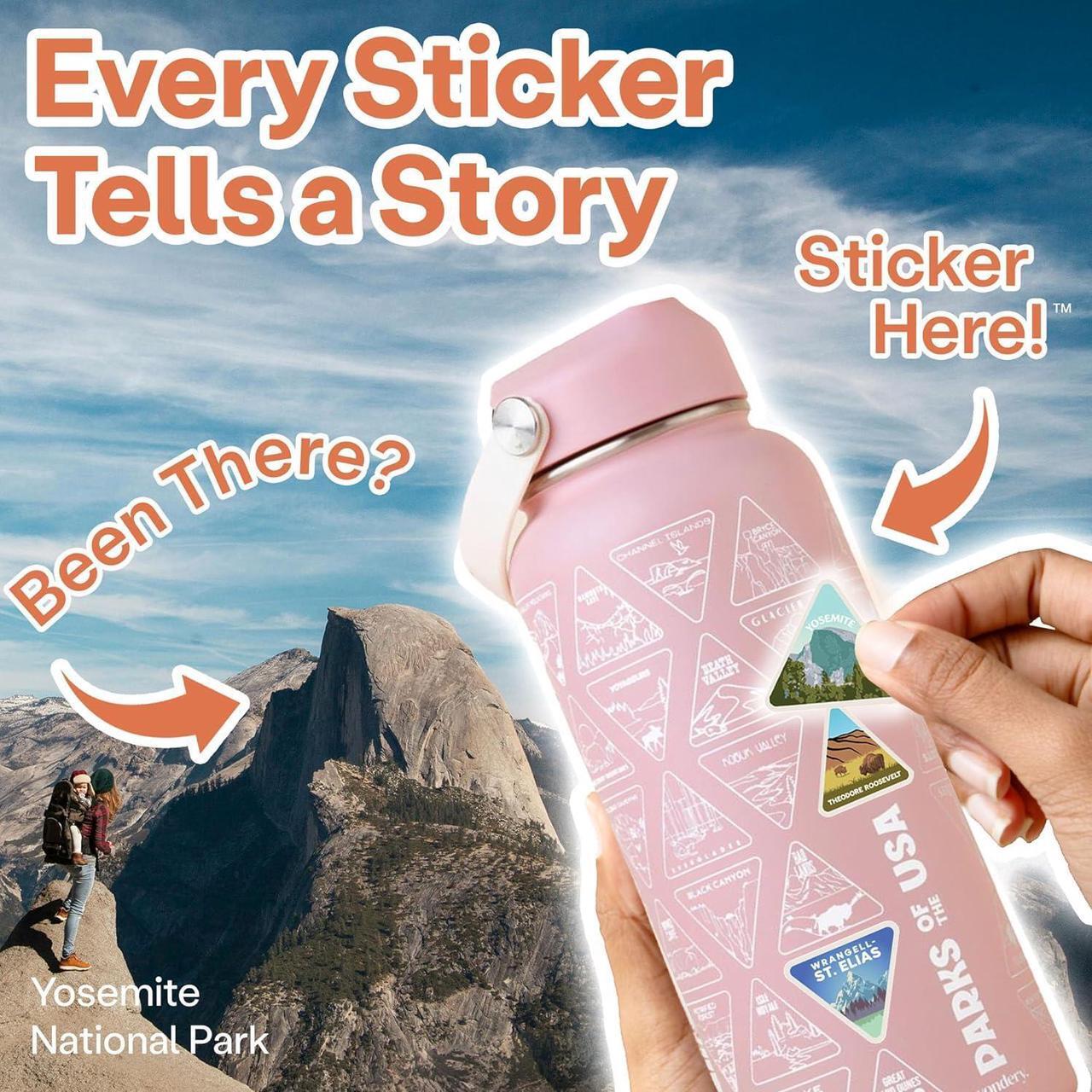Alt view image 2 of 7 - Original National Parks of the USA Bucket List Travel Water Bottle Mother's Day Pink Ocean 32 oz Screen Printed | Insulated Stainless Steel Vacuum Sealed | Leak Proof