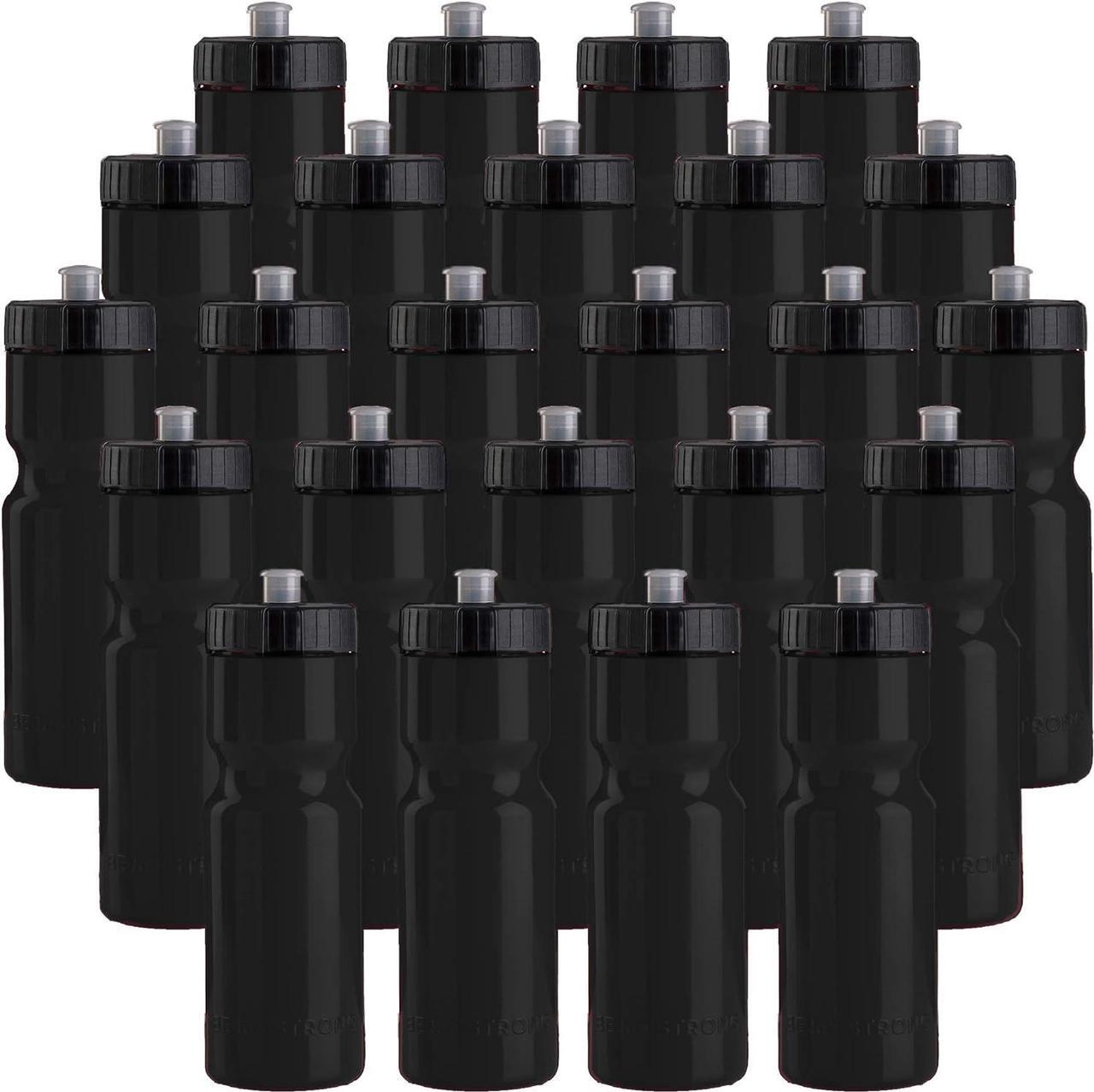 Main image of 50 Strong Bulk Water Bottles | 24 Pack Sports Bottle | 22 oz. BPA-Free Easy Open with Pull Top Cap | Made in USA | Reusable Plastic Water Bottles for Adults & Kids | Top Rack Dishwasher Safe