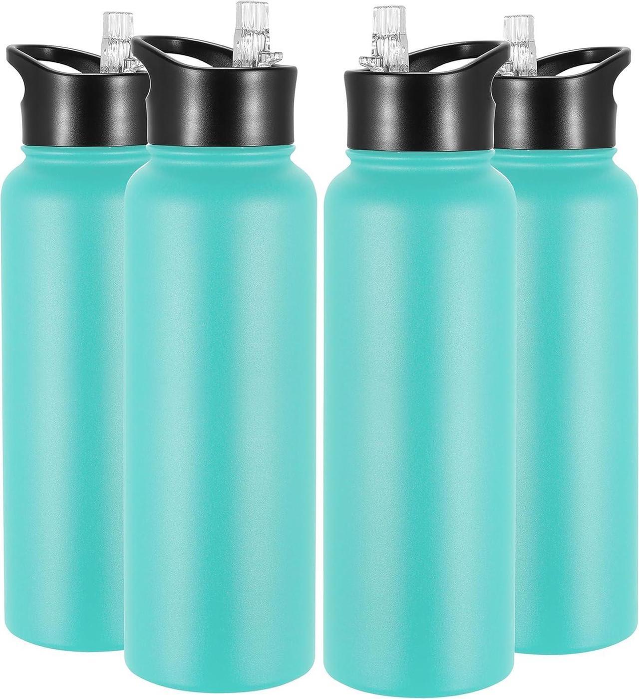Main image of VEGOND 40 oz Insulated Water Bottle Bulk Stainless Steel Metal Water Bottles with Leak Proof Straw Lid & Spout Lid, Wide Mouth Double Walled Vacuum Travel Sports Bottle, 4 Pack