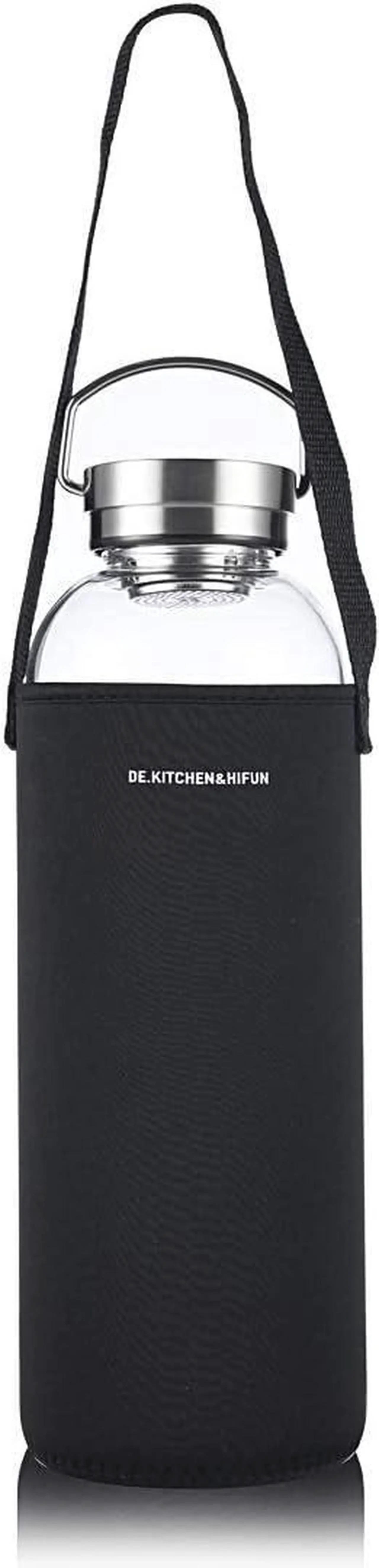 Alt view image 5 of 7 - DE.KITCHEN&HIFUN Glasss Water Bottle 64oz, Large Borosilicate Glass 2L for Juice, Glass Water Bottle with Steel Cap Filter