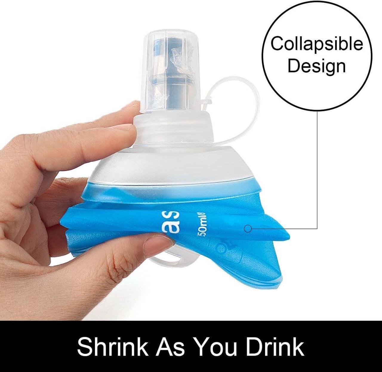 Alt view image 3 of 6 - 500ml Soft Flask, TPU Collapsible Soft Water Bottle for Hydration Pack, Running Vest, Folding Water Bottle for Hiking Cycling Climbing-2Pcs, Blue