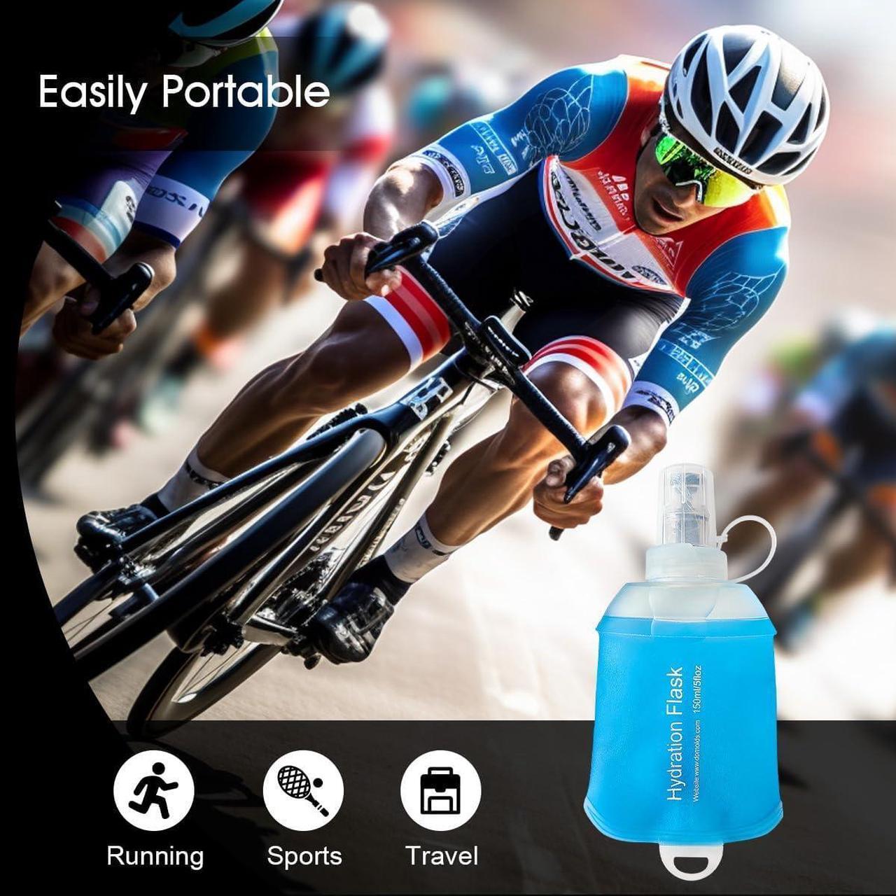 Alt view image 6 of 6 - 500ml Soft Flask, TPU Collapsible Soft Water Bottle for Hydration Pack, Running Vest, Folding Water Bottle for Hiking Cycling Climbing-2Pcs, Blue