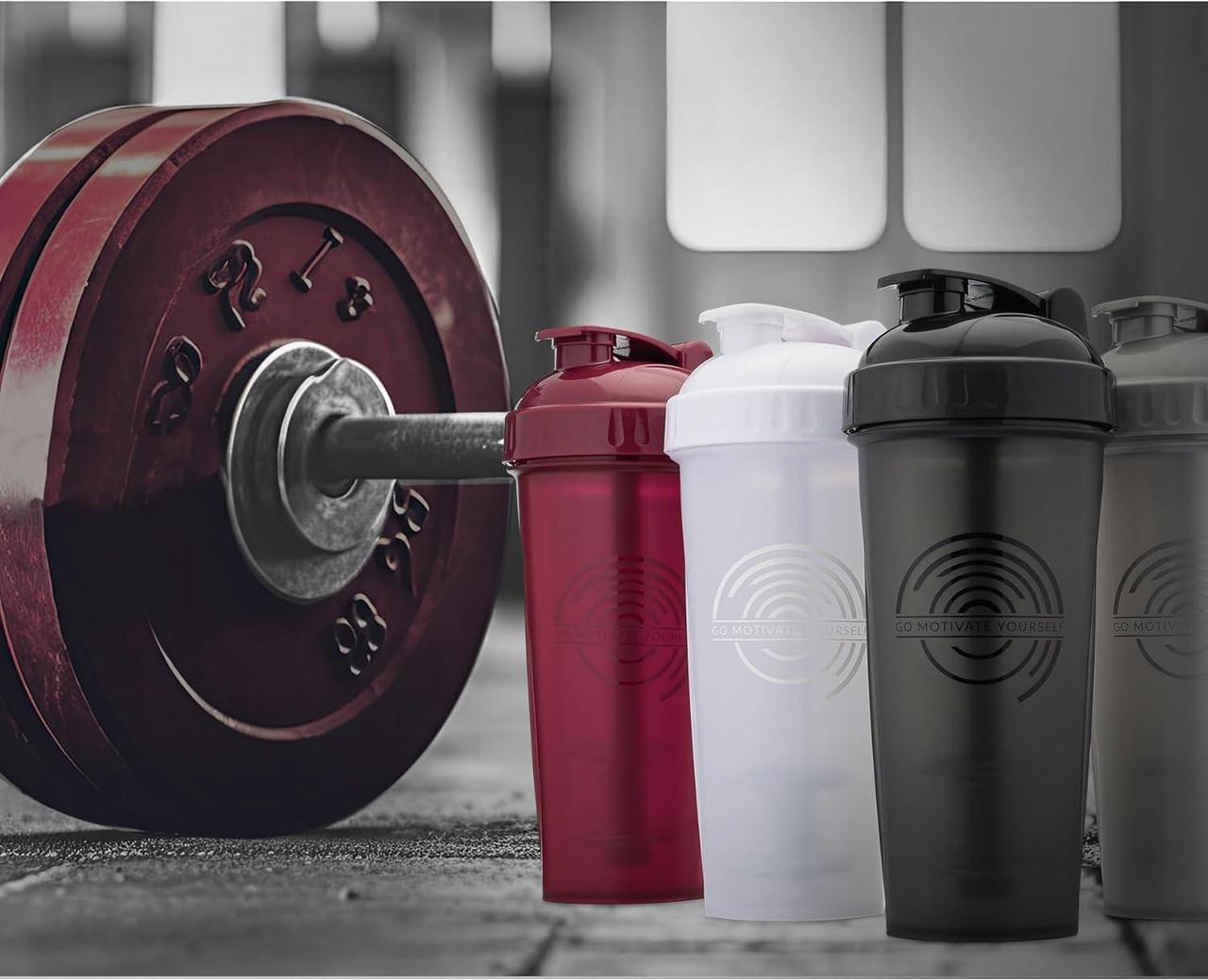 Alt view image 5 of 6 - GOMOYO [4-Pack] 28-Ounce Shaker Bottle | Bulk Protein Shaker Bottle with Action-Rod Wire Mixer | Shaker Cups are BPA Free and Dishwasher Safe | Black, White, Gray & Maroon