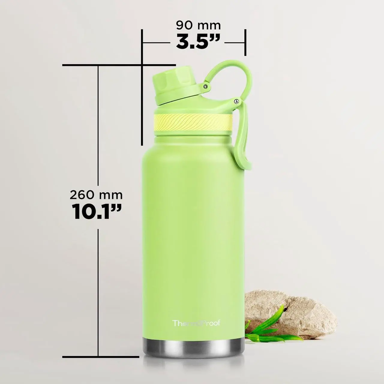 Alt view image 4 of 7 - ThermoProof Double-Walled Vacuum Insulated Stainless Steel Water Bottle - Wide Mouth, Spout & Straw Lids, Dishwasher Safe, Reusable, Leakproof, Hot & Cold for Men, Women & Kids - 32oz, Fresh Mint