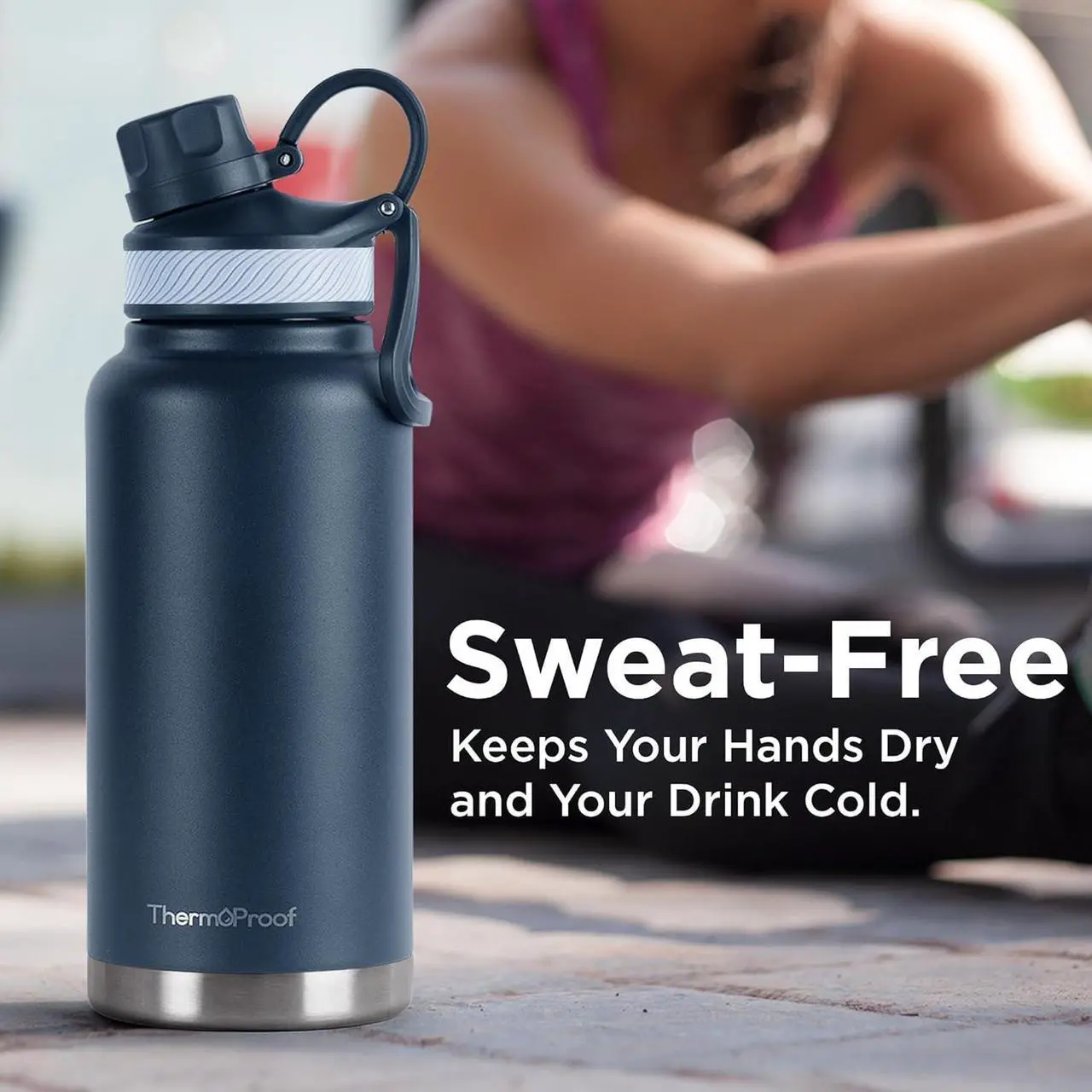 Alt view image 7 of 7 - ThermoProof Double-Walled Vacuum Insulated Stainless Steel Water Bottle - Wide Mouth, Spout & Straw Lids, Dishwasher Safe, Reusable, Leakproof, Hot & Cold for Men, Women & Kids - 32oz, Fresh Mint