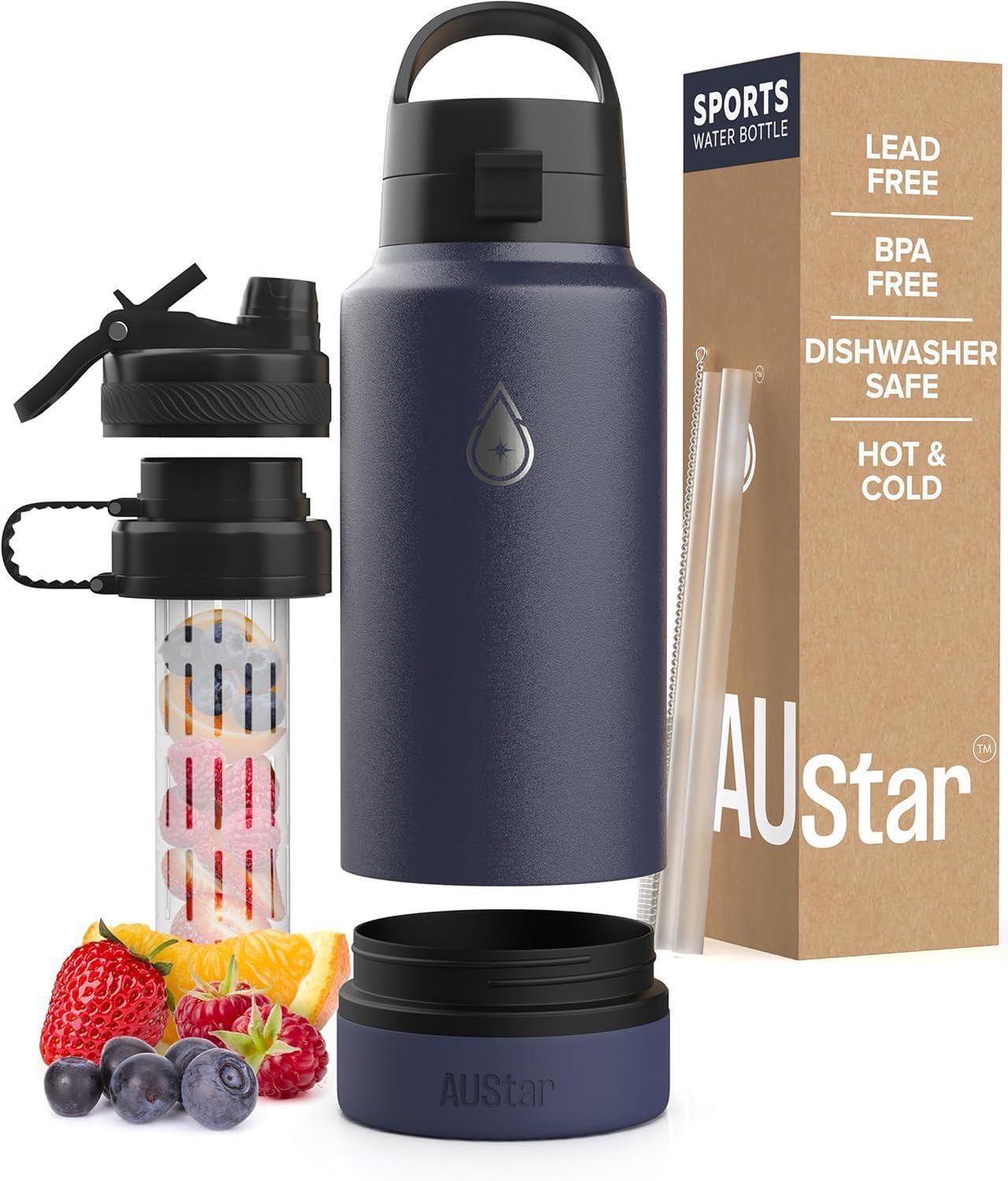 Main image of Fruit Infuser Water Bottle - Hot & Cold - Dishwasher Safe - 26 oz (Acai)